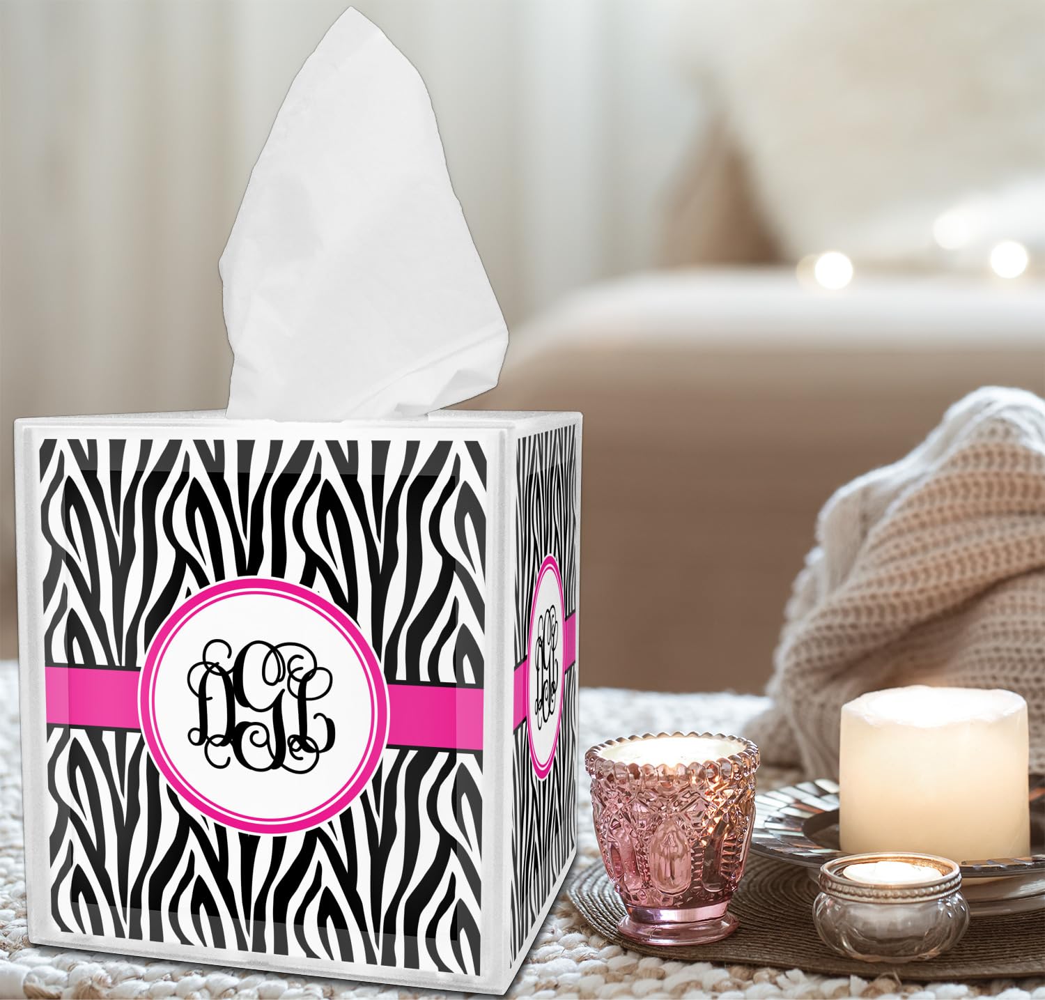 Custom Zebra Print Tissue Box Cover - Unique Home Decor for Bathroom, Living Room & Office - Personalized Tissue Holder for Stylish Spaces
