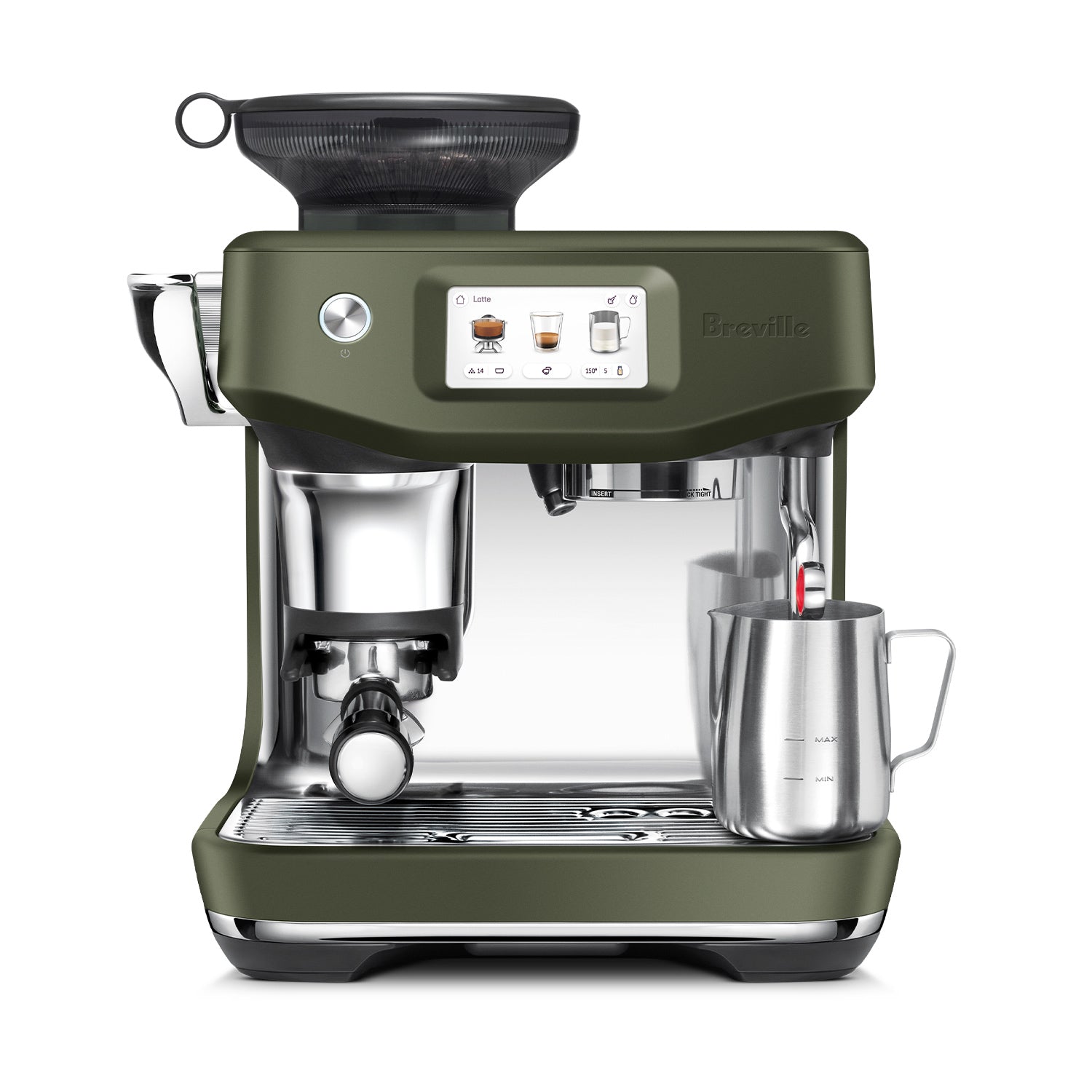 Breville Barista Touch Impress Automatic Espresso Machine with Built-in Grinder - Olive Tapenade Color (BES881OLT1BNA1) | Perfect for Home Baristas & Coffee Lovers
