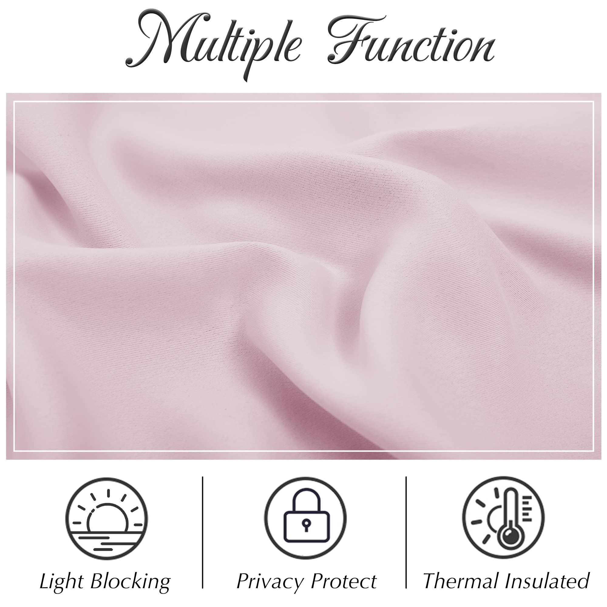 Pink Blackout Curtains for Girls Room - Thermal Insulated Pompom Room Darkening Drapes for Nursery & Baby Rooms | Cute Short Curtains for Kitchen & Small Windows (52