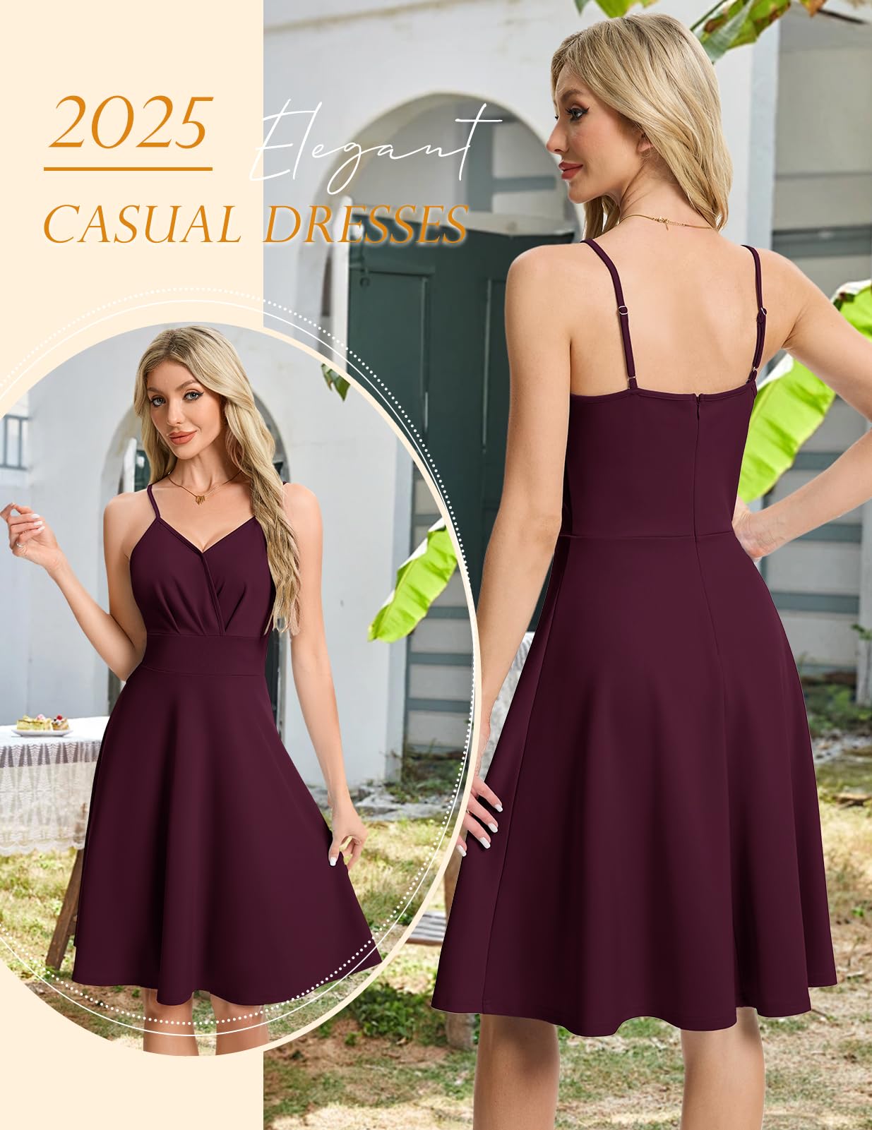 Elegant V-Neck A-Line Cocktail Dress for Women | Spaghetti Strap Prom Evening Party Gown | Spring Formal Wedding Guest Dress | Perfect for Weddings, Galas & Special Occasions