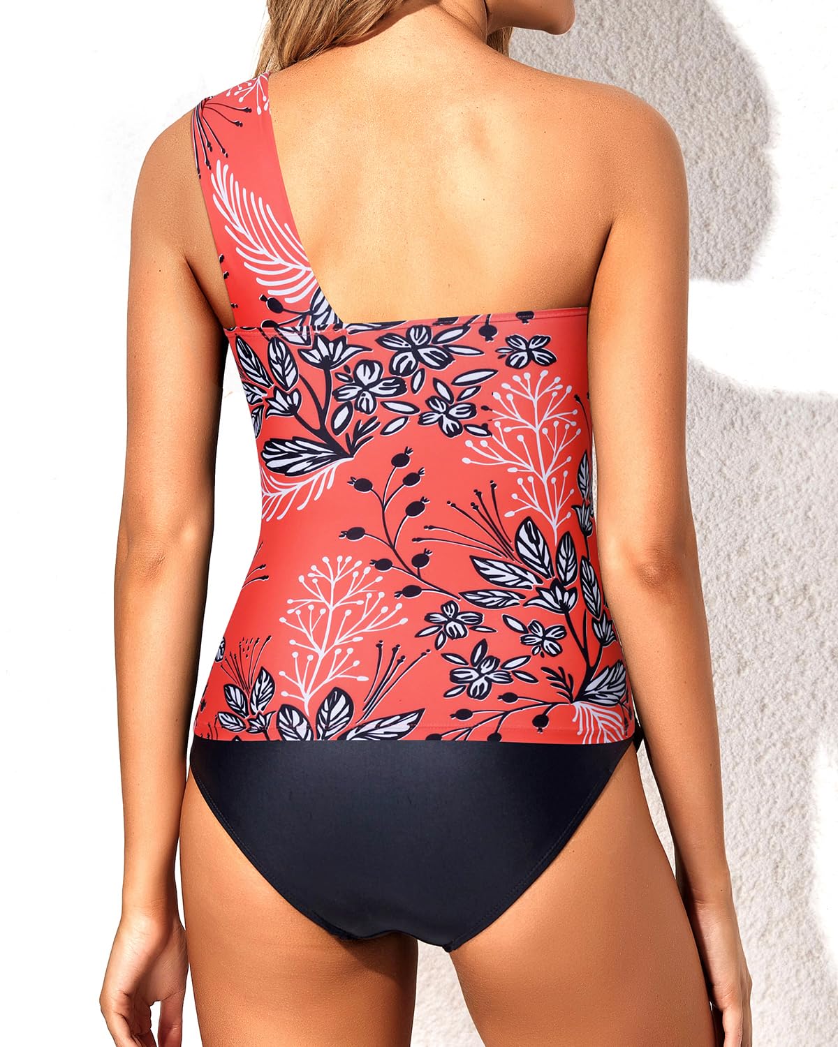 Women's One Shoulder Tankini Swimsuits - Sexy Two Piece Bathing Suit with Matching Bottom | Perfect for Beach Vacation, Pool Party & Summer Getaways