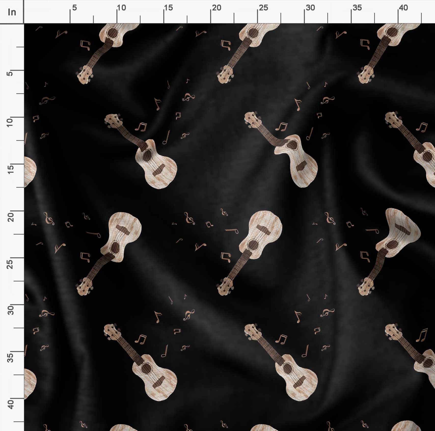 Soimoi Black Polyester Crepe Fabric by The Yard - 42 Inch Wide - Musical Instrument Print Fabric for Apparel & Home Decor - Perfect for Dresses, Curtains & Craft Projects