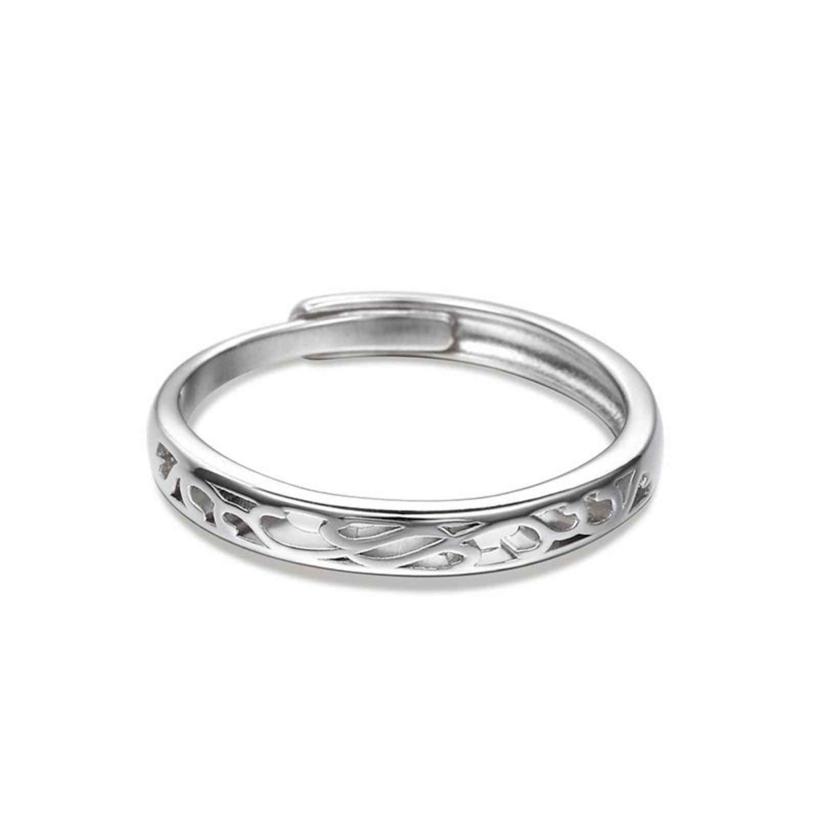 Jeulia Sterling Silver Couple Rings - Vine Flower Design for Valentine's Day & Anniversaries