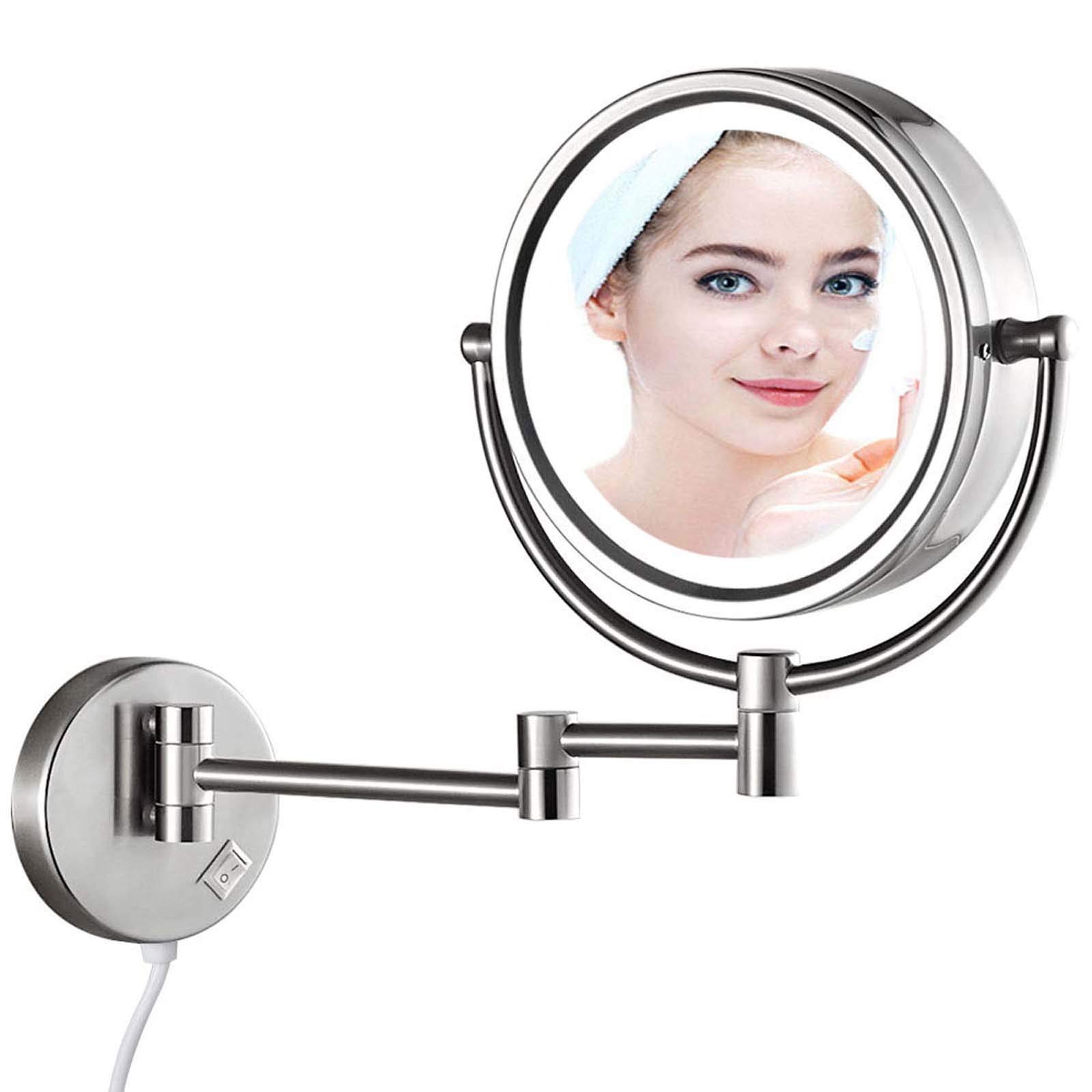 LED Makeup Mirror with 5X Magnification - 360° Rotation for Bathroom & Dressing Table
