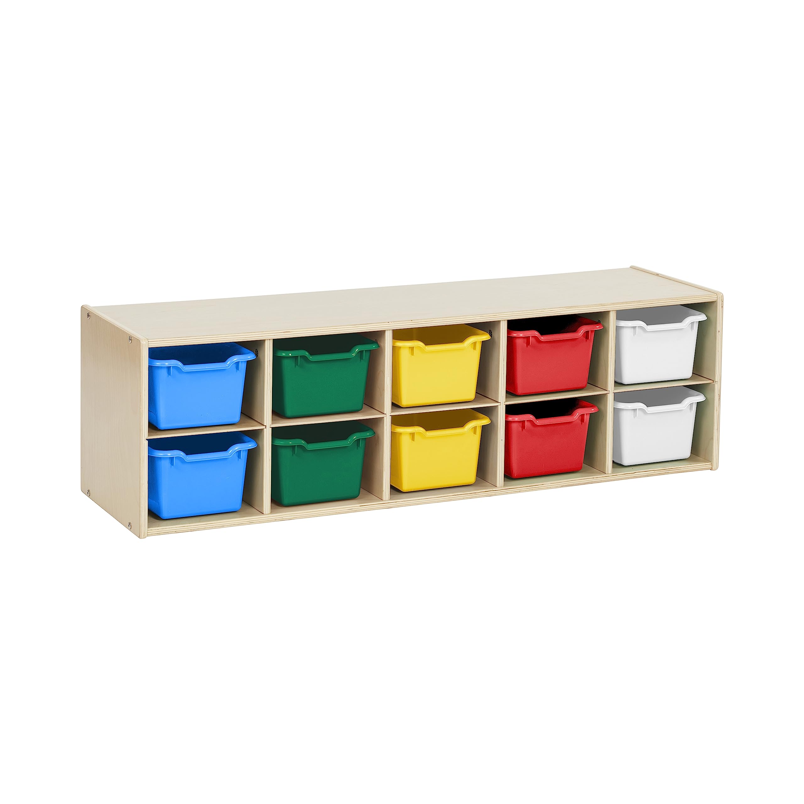 ECR4Kids 10-Cubby Storage Cabinet with Scoop Front Bins - Natural Wood 2x5 Classroom Organizer for Toys, Books & School Supplies | Perfect for Preschool, Daycare & Homeschool Organization