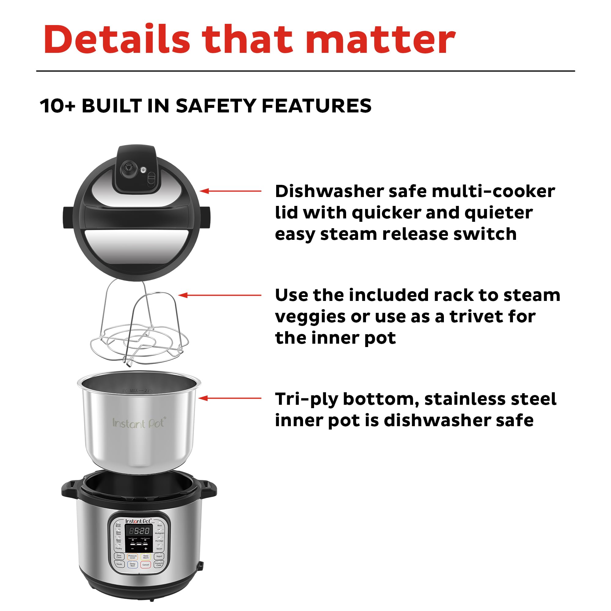 Instant Pot Duo 7-in-1 Electric Pressure Cooker | Slow Cooker, Rice Cooker, Steamer, Sauté Pan, Yogurt Maker & Food Warmer | 8 Quart Stainless Steel | Includes 800+ Recipe App | Perfect for Meal Prep, Family Dinners & Healthy Cooking