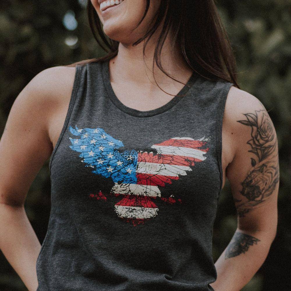 Women's Freagle Everyday Tank Top - Soft Cotton Comfort Fit Casual Wear - Dark Heather Gray - Perfect for Yoga, Gym, and Summer Outfits