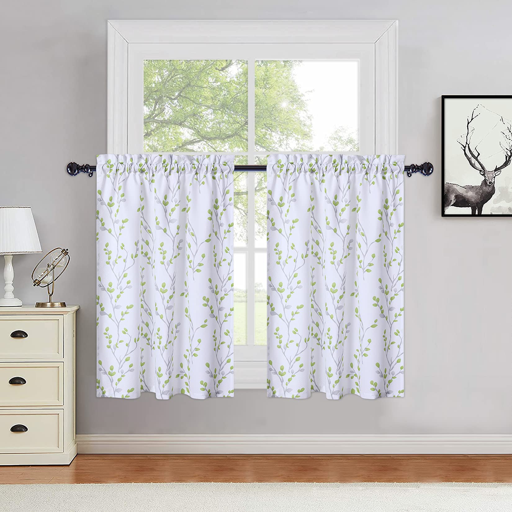 Haperlare Leaf Floral Kitchen Curtains 27x30