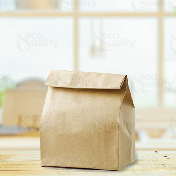EcoQuality 1500 Pack 20 lb Brown Kraft Paper Bags - 16