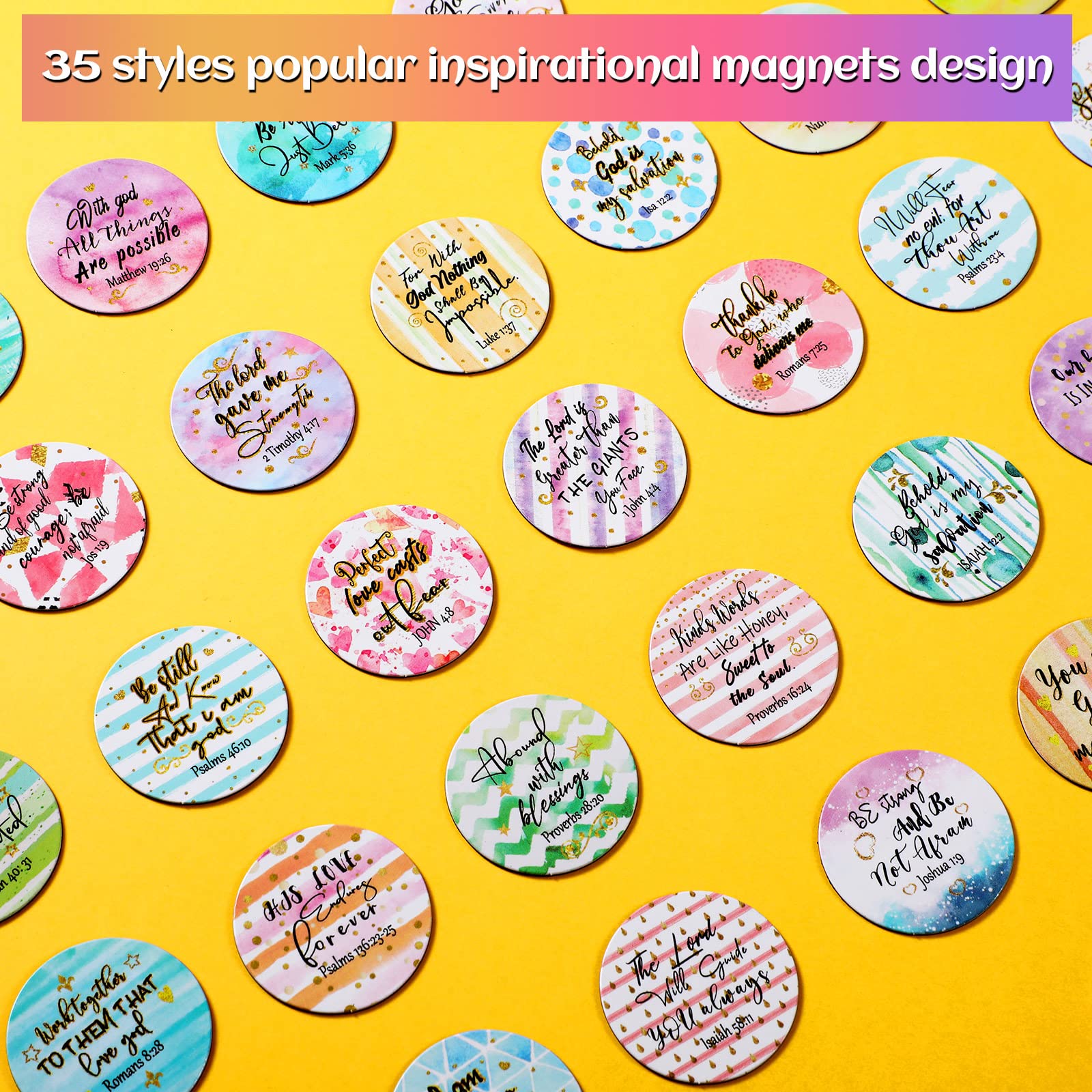 35 Pcs Bible Verse Fridge Magnets - Christian Scripture Quotes for Kitchen, Office & Locker Decor