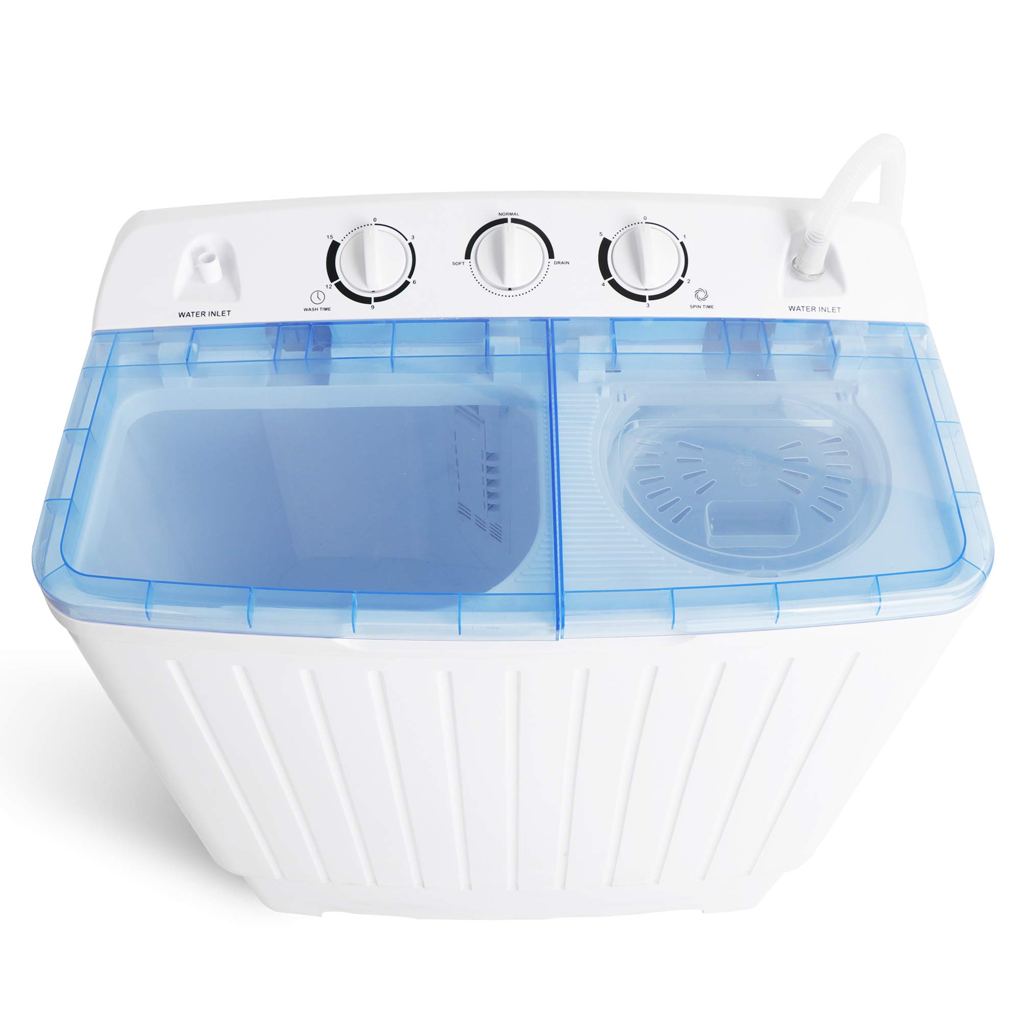 Portable Washing Machine - Compact Mini Twin Tub 11lbs Washer & 6.6lbs Spinner with Built-in Gravity Drain | Ideal for Apartments, Dorms, RVs & Small Spaces | Perfect for Travel, Camping & Emergency Use