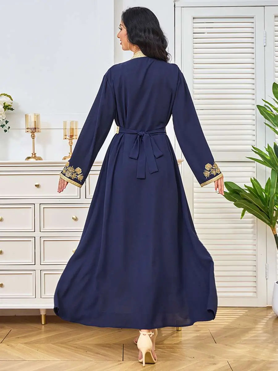 2-Piece Beaded Caftan Dress Set with Sleeveless Inner Dress #24352 - Elegant Boho Outfit for Beach, Vacation & Summer Parties