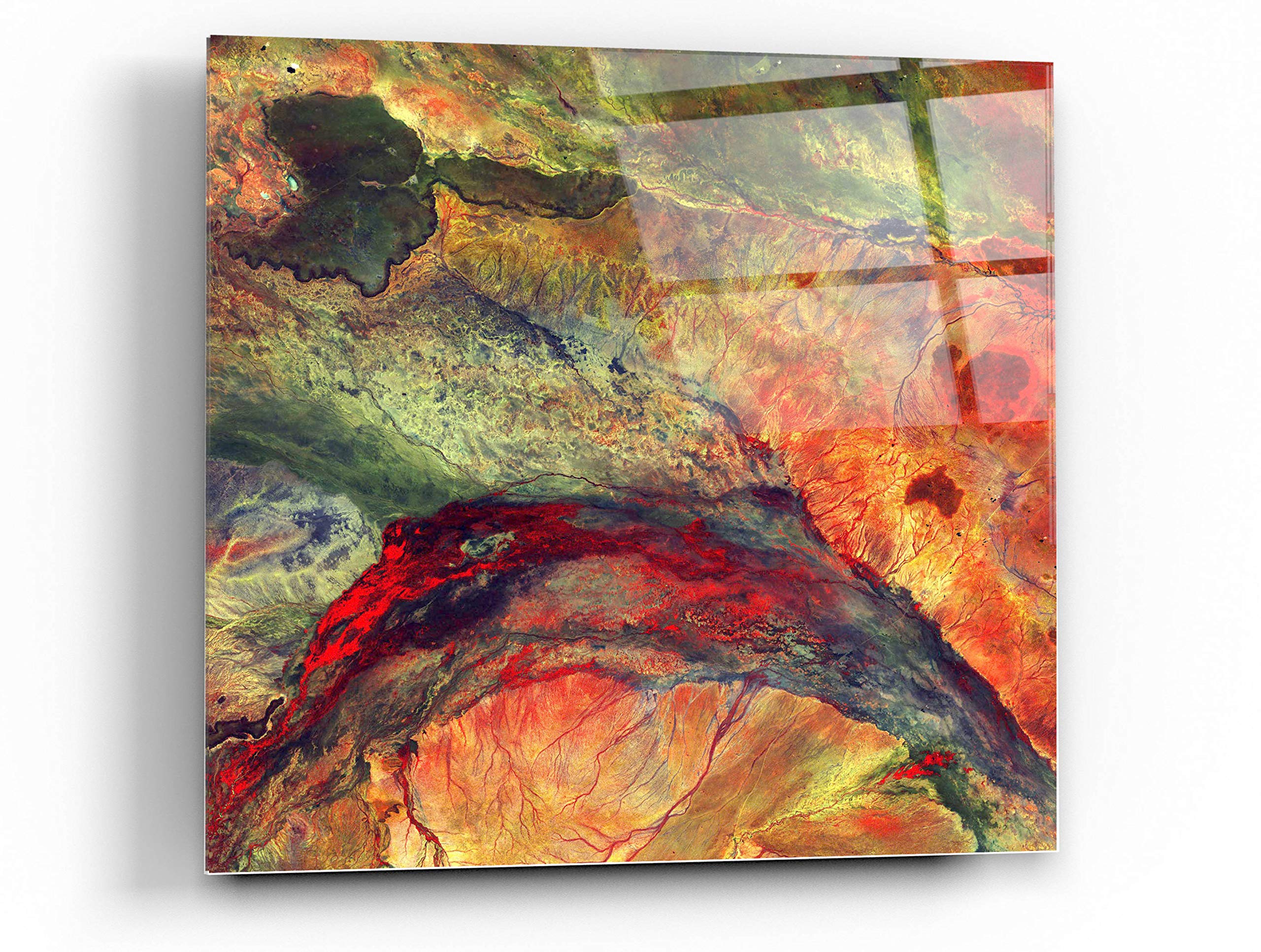 Epic Art 'Earth As Art: The Lorian Swamp' Acrylic Glass Wall Decor - 24x24 Inch Modern Abstract Landscape Painting - Perfect for Living Room, Bedroom, or Office Wall Art
