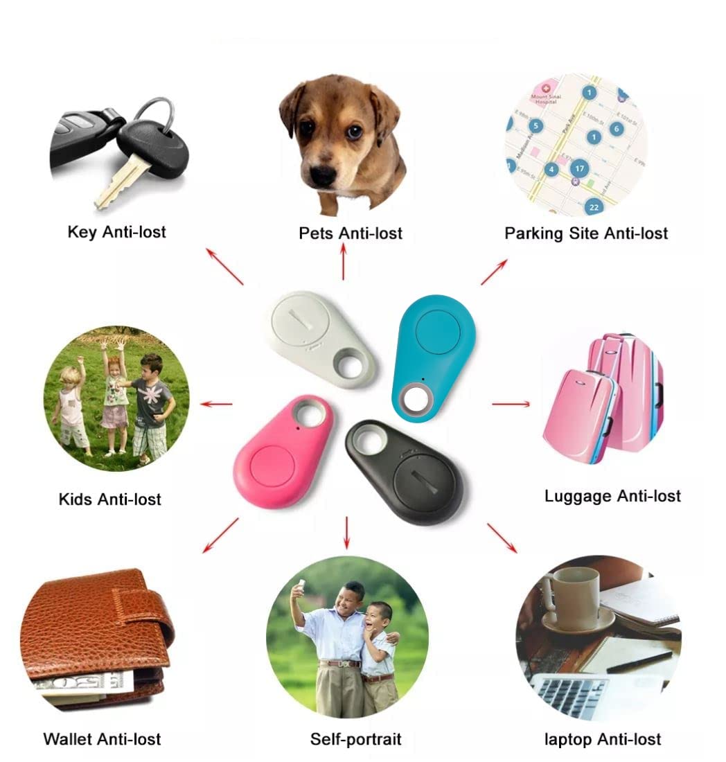 4 Pack Smart Luggage Tracker & Bluetooth Key Finder - No Monthly Fee GPS Tracker for Pets, Kids, Wallets & Travel Bags | Waterproof Anti-Lost Alarm Device for Travel, Shopping & Daily Use | Zelbuck