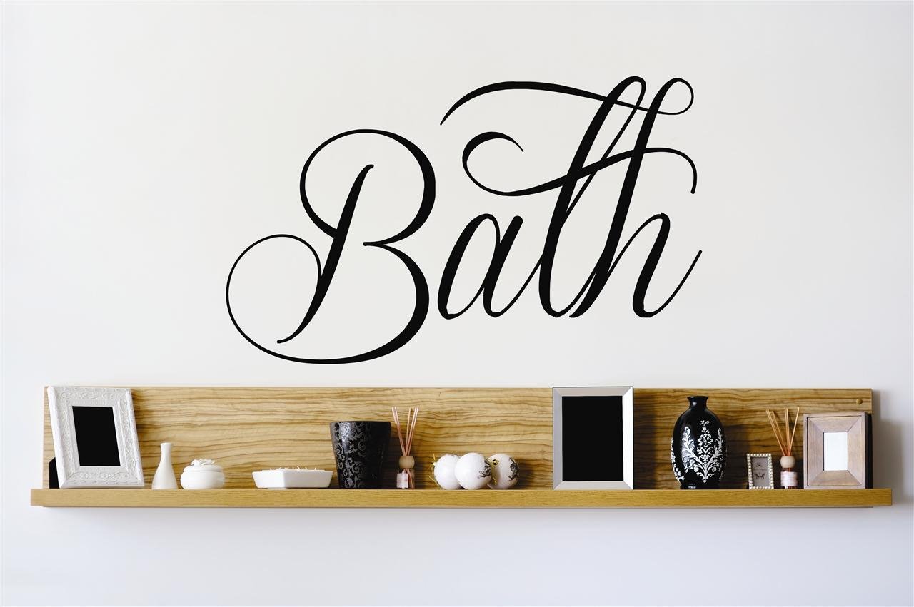 Black Vinyl Wall Decal with Bath Lettering Quote - 12x12 Inches - Waterproof Home Decor for Bathroom, Bedroom & Living Room - Perfect for Spa-Themed Rooms and Modern Interior Design