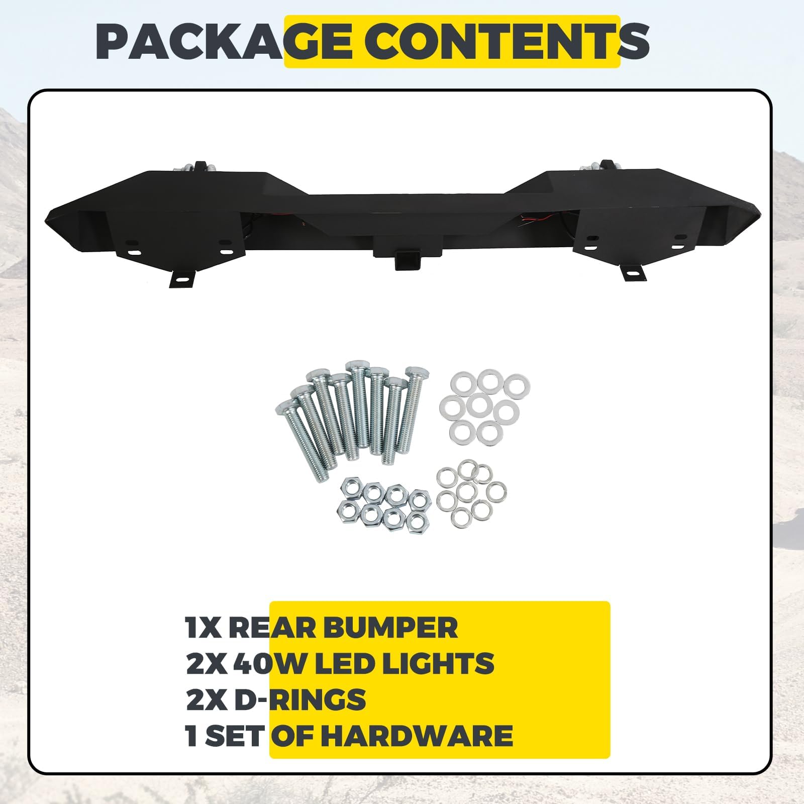 KUAFU Rear Bumper with LED Lights & 2