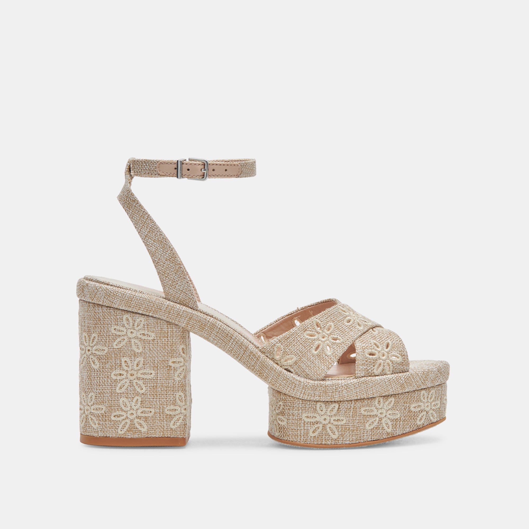 LAISHA Women's Almond Toe Floral Eyelet Heels - Elegant High Heels for Parties, Weddings & Special Occasions