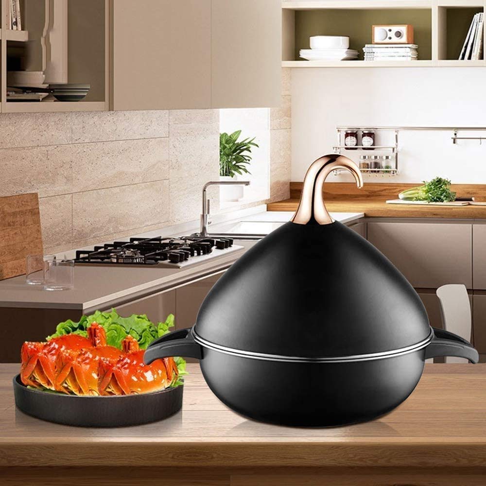Premium 3.5L Ceramic Tagine Pot with Enameled Cast Iron Base - Lead-Free, Healthy Cooking & Easy Clean - Perfect for Moroccan Stews, Slow Cooking & Serving Authentic Dishes at Home