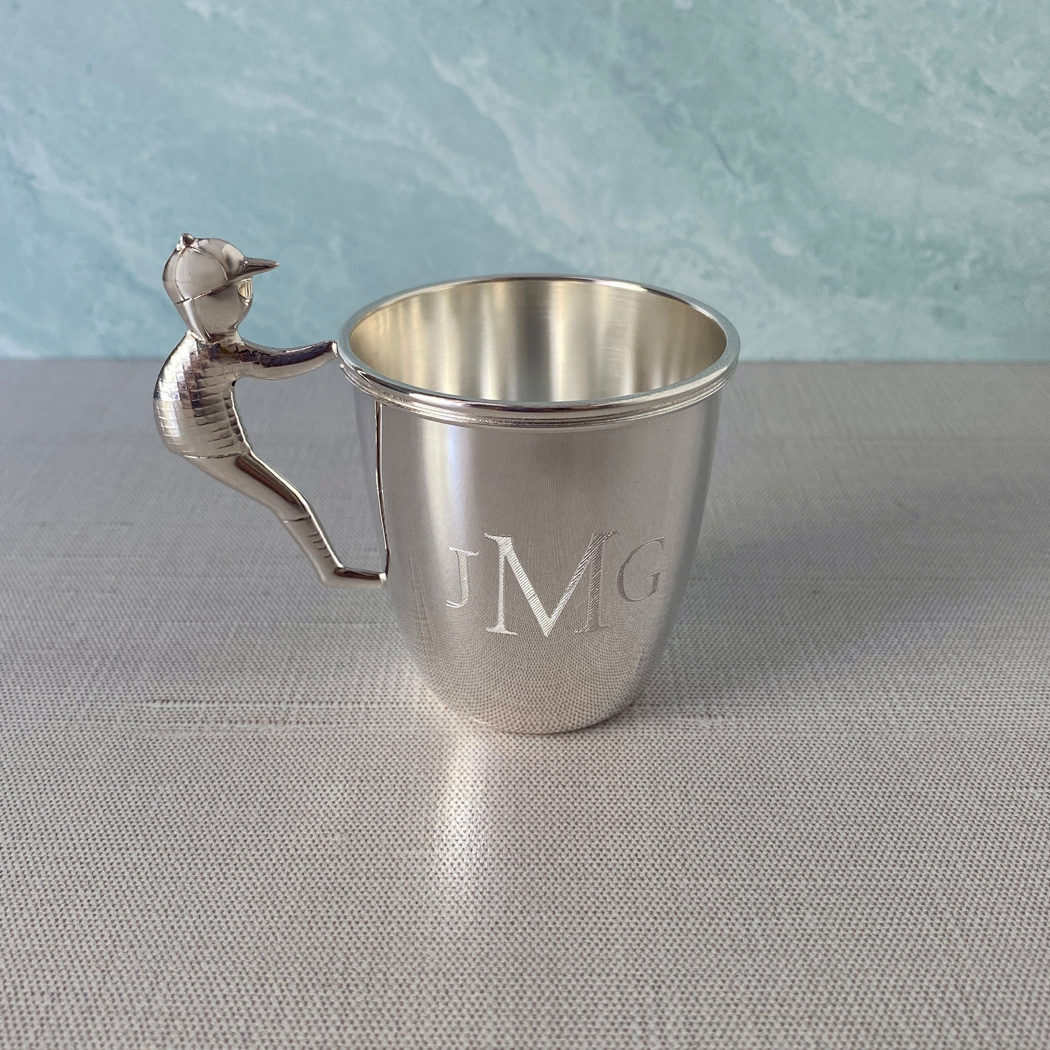 Sterling Silver Baby Cup with Little Boy Handle - Perfect for Christening Gifts, Baby Showers & First Birthday Presents