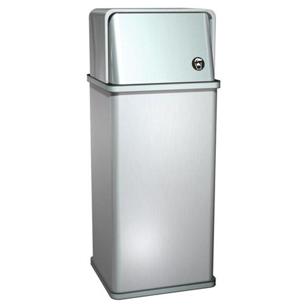 ASI 0812 Traditional Waste Receptacle with Swing Top Lid - 19 Gallon Freestanding Trash Can in Satin Finish | Perfect for Kitchen, Office & Bathroom Waste Disposal