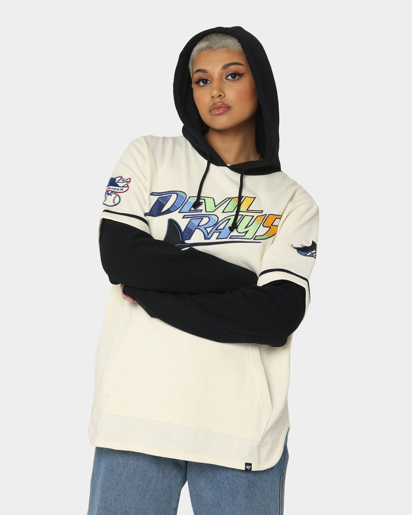 47 Brand Tampa Bay Rays Shortstop Hoodie Cream - Comfortable & Stylish MLB Fan Hoodie for Men & Women - Perfect for Game Day, Casual Wear & Outdoor Activities
