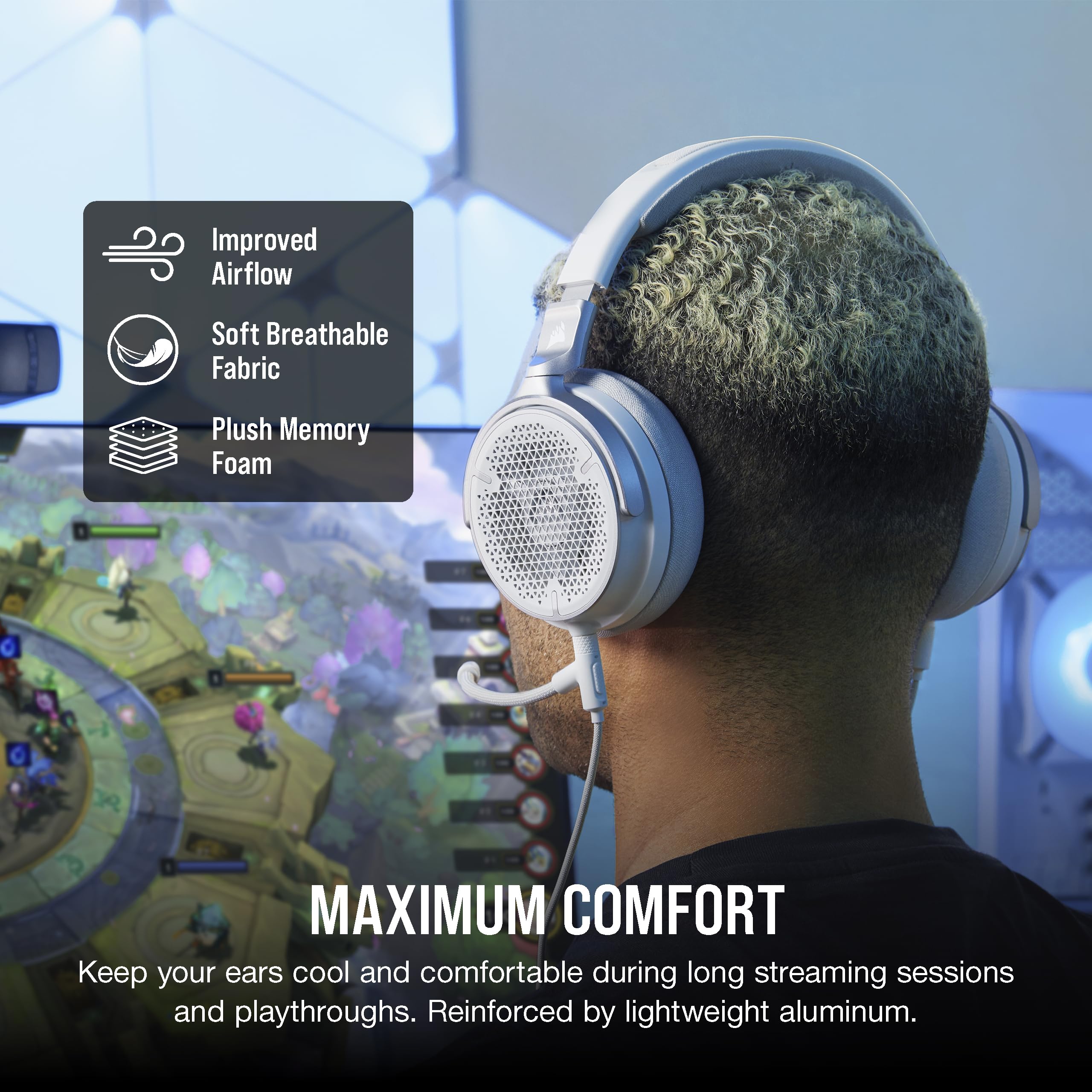 CORSAIR VIRTUOSO PRO Open Back Wired Gaming Headset with Detachable Mic - High-Fidelity Graphene Drivers (20Hz-40kHz) - Multiplatform Compatible (PC, Mac, PS5, Xbox, Switch, Mobile) - White - Perfect for Competitive Gaming, Streaming & Music Production
