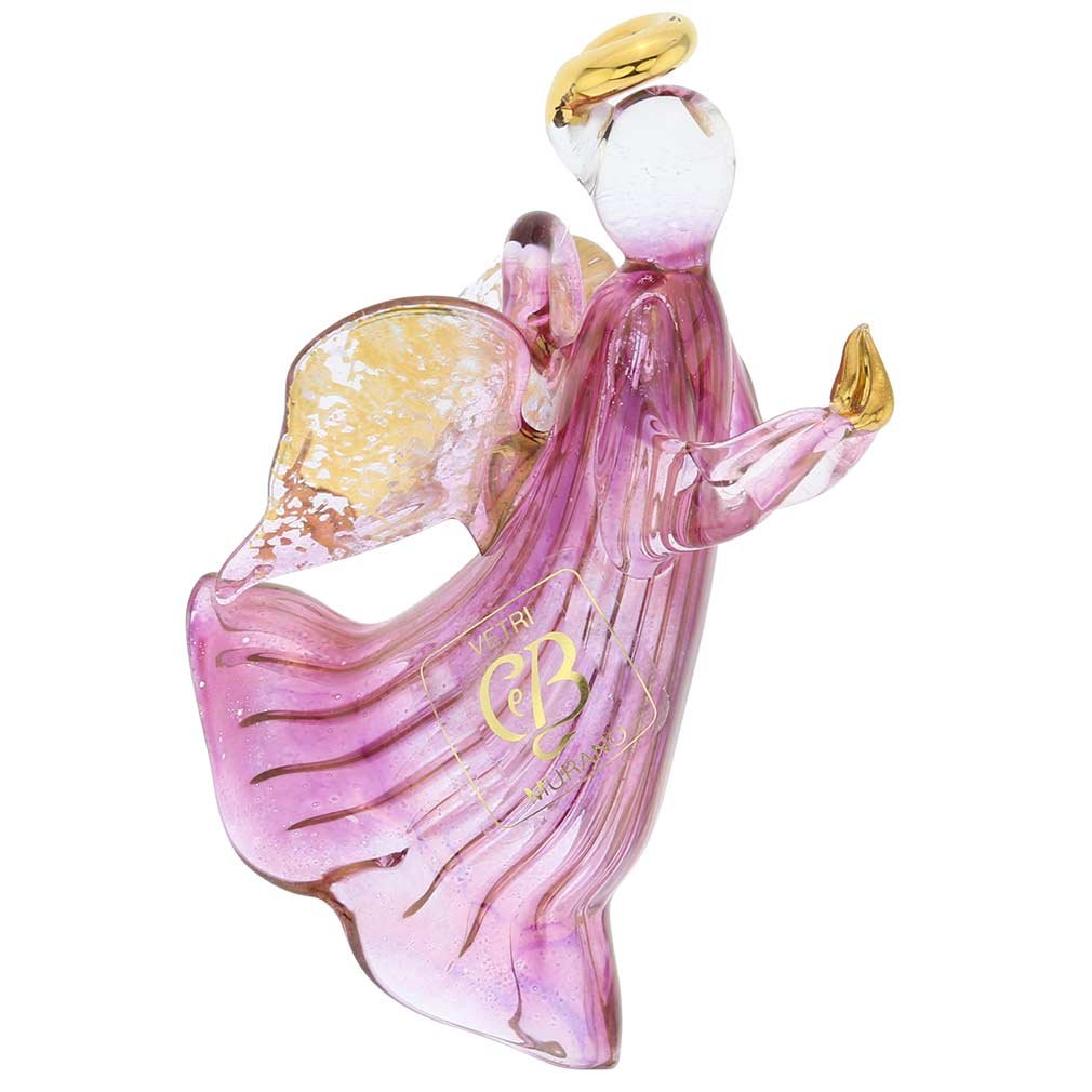 Venetian Murano Glass Angel Christmas Ornament - Handmade Purple Holiday Tree Decoration for Christmas, Home Decor, Gift Giving