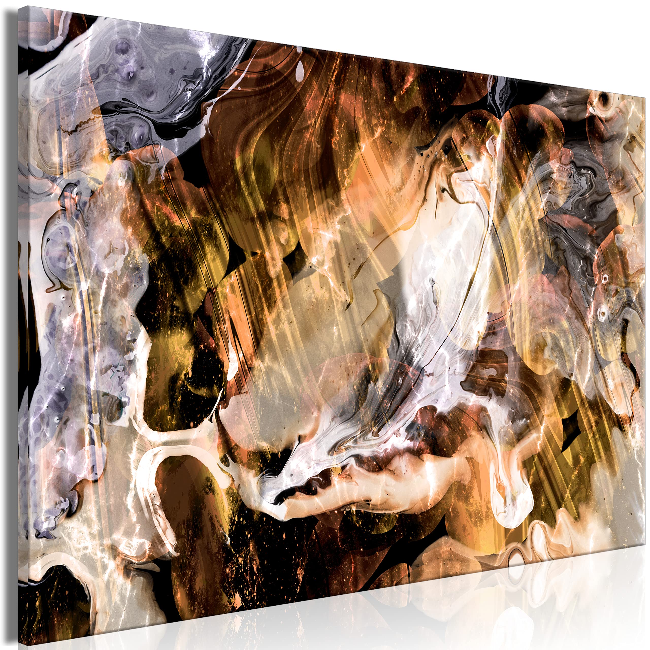 Abstract Textured Canvas Wall Art - 35x24 Inch Modern Framed Painting, Yellow Marble Print for Home & Office Decor | Aesthetic Living Room & Bedroom Wall Decor