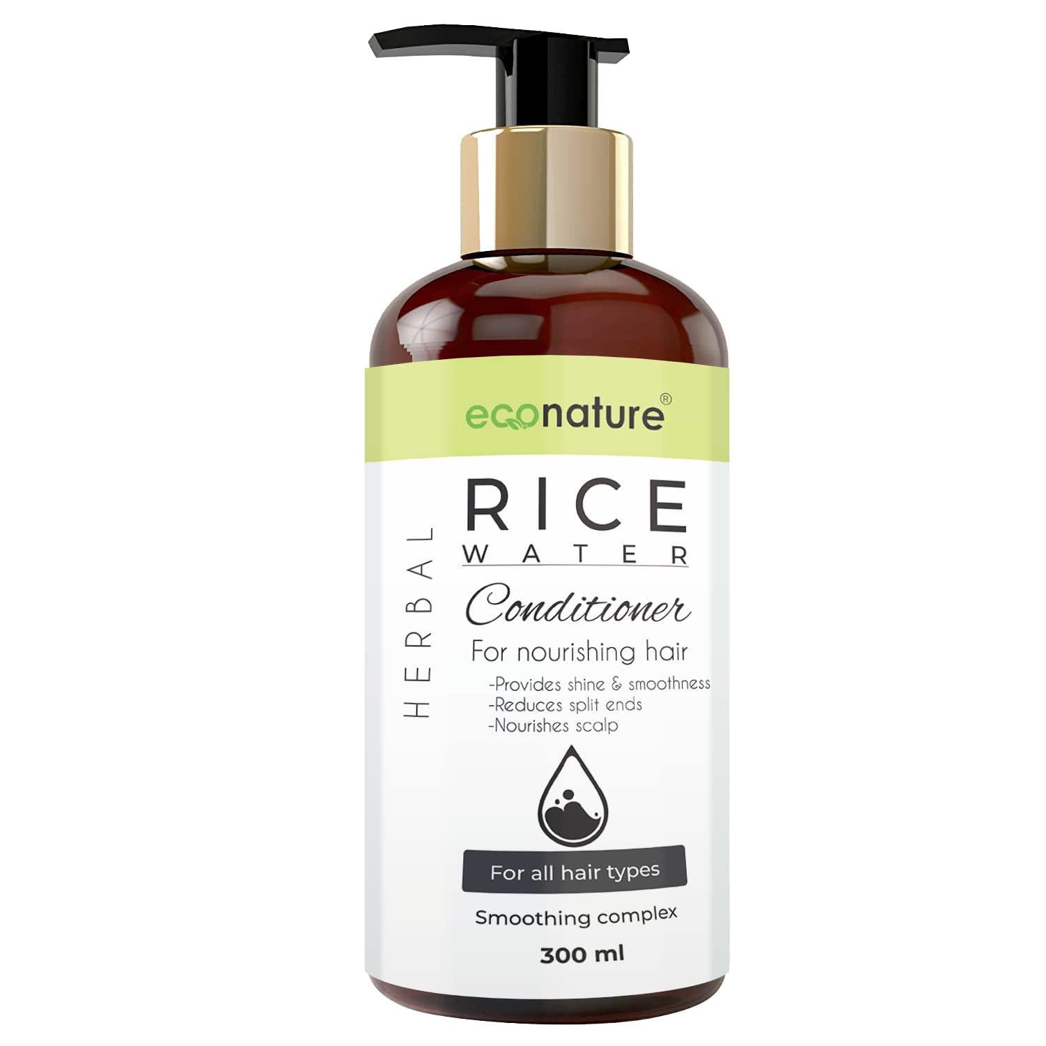 Econature Rice Water Hair Conditioner 330ML - Strengthening & Moisturizing Treatment for Damaged Hair | Natural Rice Extract for Shiny, Healthy Locks | Perfect for Daily Hair Care & Post-Wash Nourishment