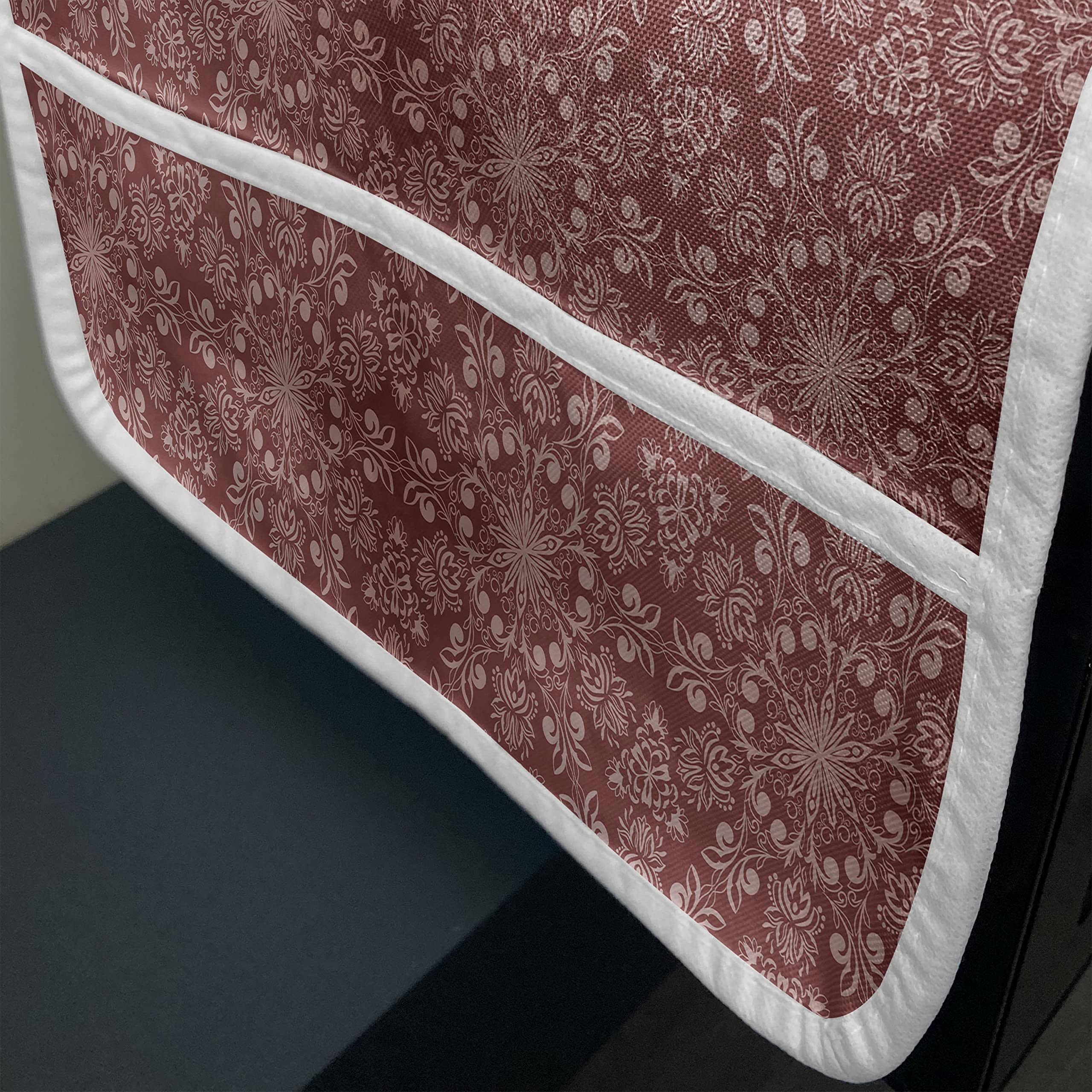 Ambesonne Vintage Microwave Cover with Blossoming Flower Print - Waterproof Kitchen Organizer with Pockets, 36x12 Inches, Warm-Toned Art in Pale Maroon & Salmon | Perfect for Vintage-Style Kitchens & Microwave Protection