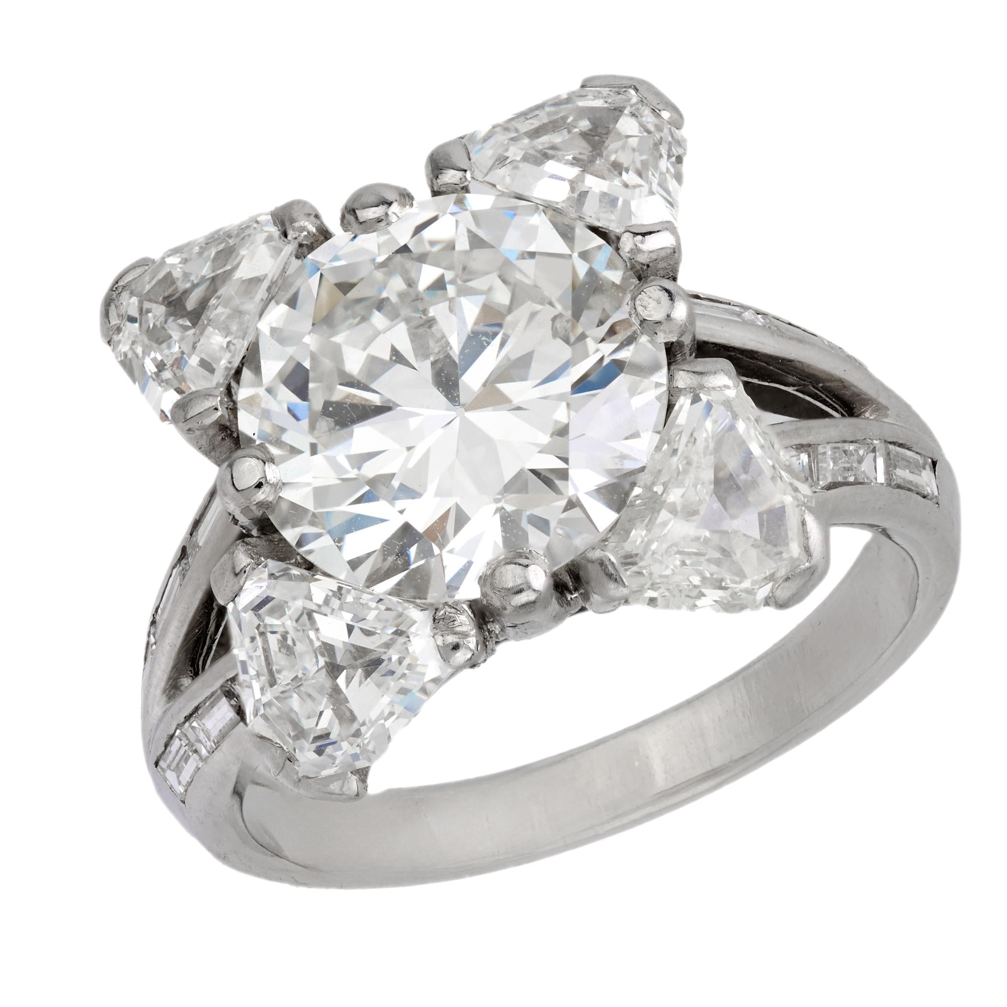 Mauboussin Paris 4.24 Carat Old European Cut Diamond Platinum Ring - Vintage Engagement Wedding Jewelry for Brides & Anniversaries