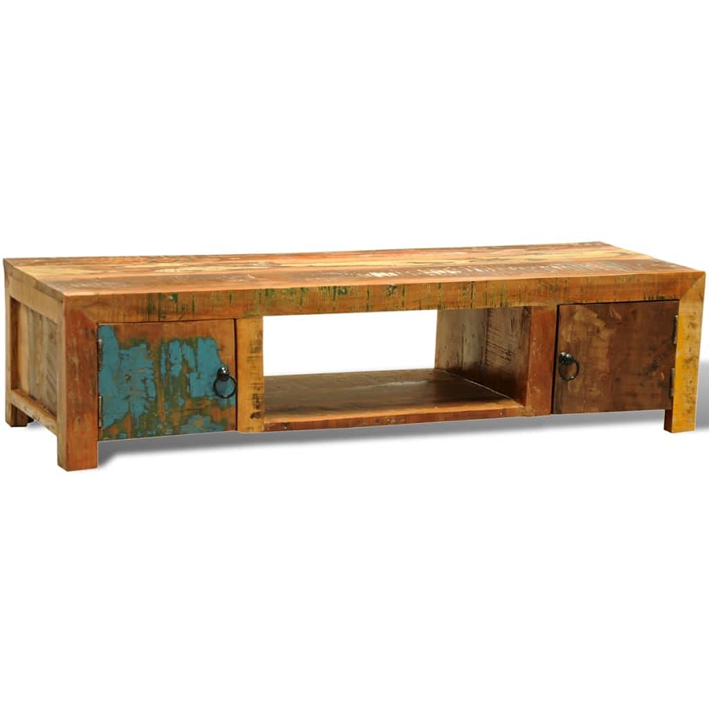 Rustic Reclaimed Wood TV Stand with 2 Doors - Vintage Style Entertainment Center for Living Room, Bedroom & Home Theater