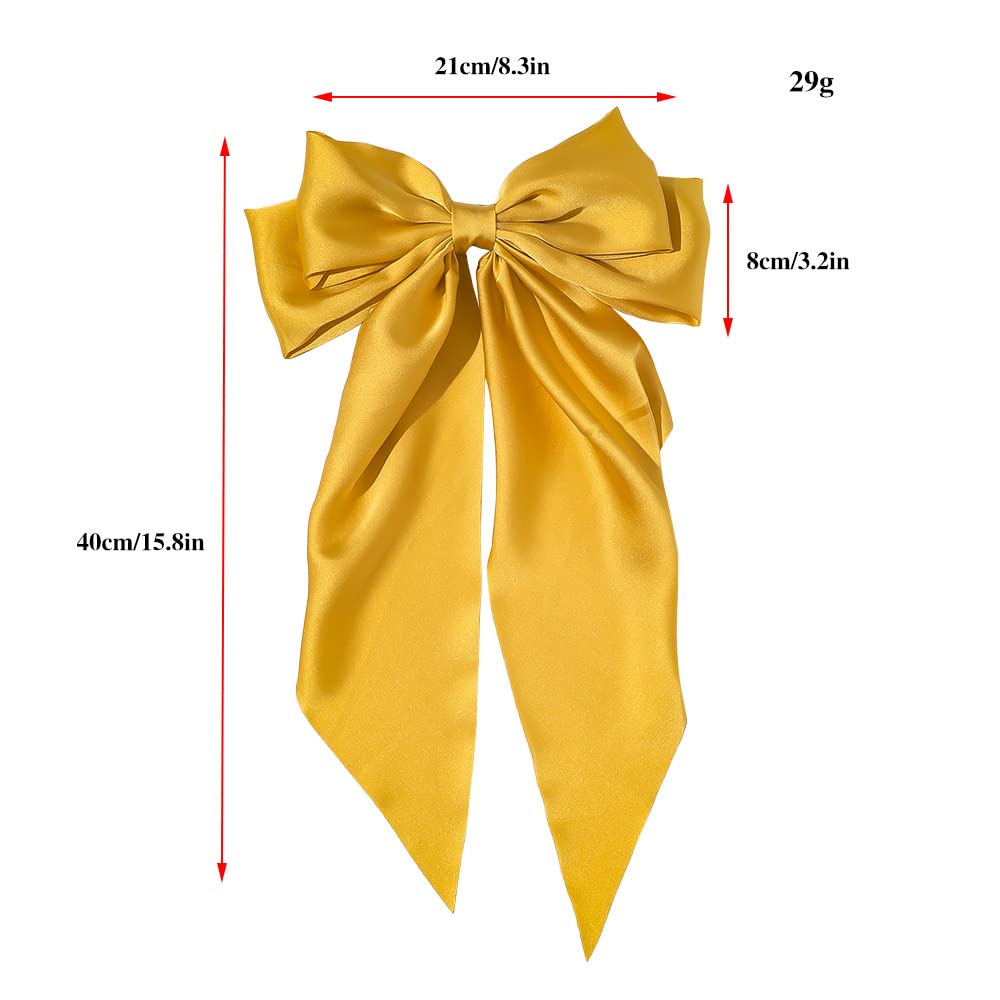 Elegant Large Silky Hair Bows for Women & Girls - 4PCS Set of Big Bowknot Hair Clips | Perfect for Parties, Weddings & Everyday Styling