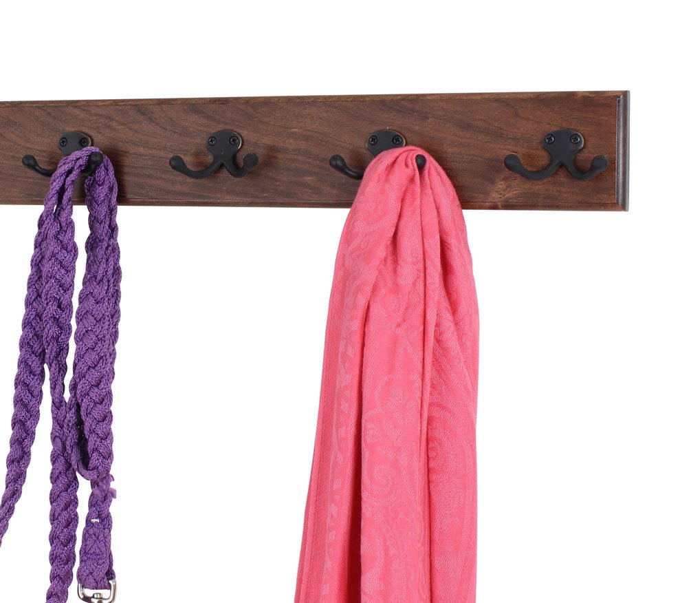 Solid Cherry Wood Wall Mounted Coat Rack with 7 Oil Rubbed Bronze Hooks - 36