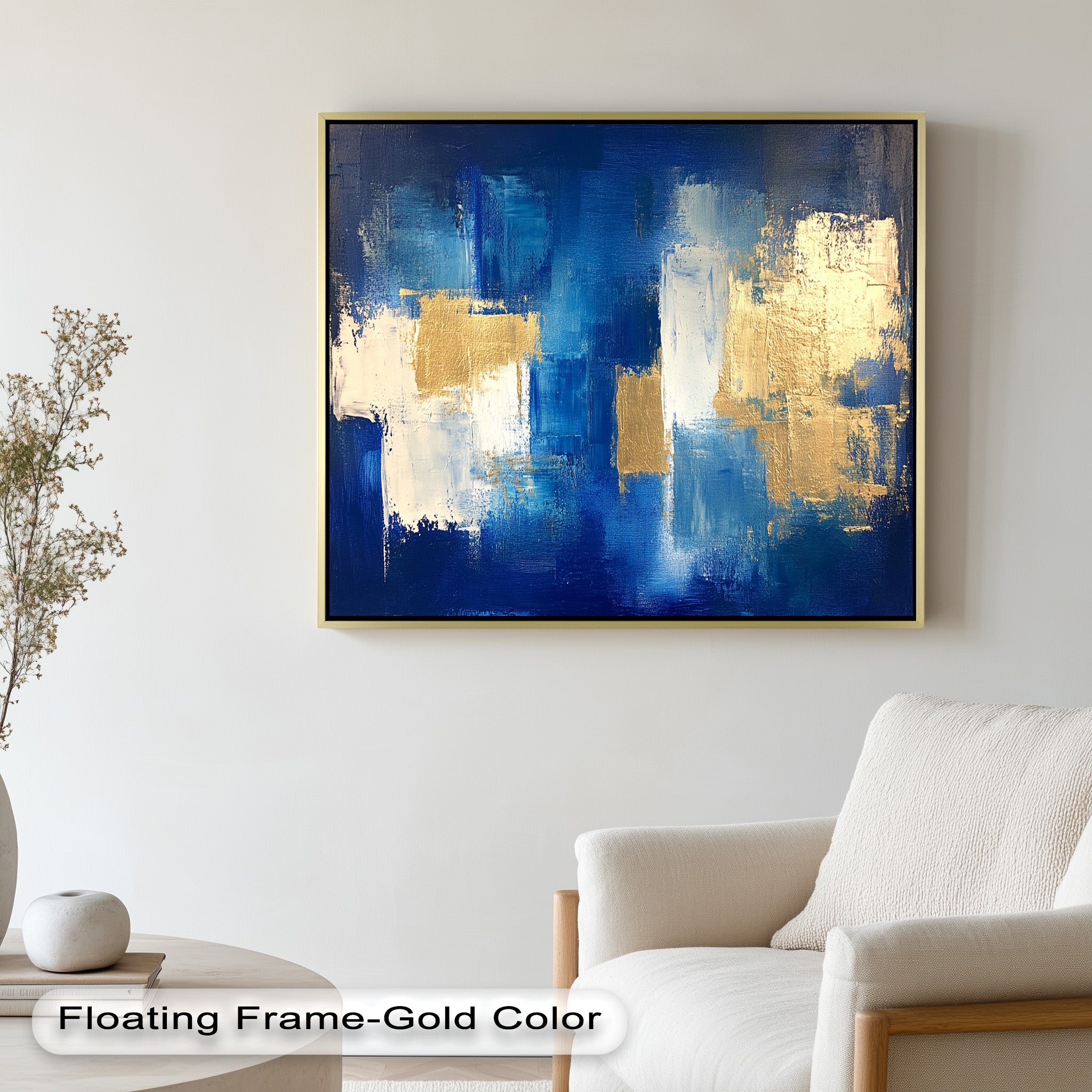 Blue Harmony Abstract Oil Painting - Modern Wall Art for Living Room, Bedroom & Office Decor | Handmade Canvas Artwork