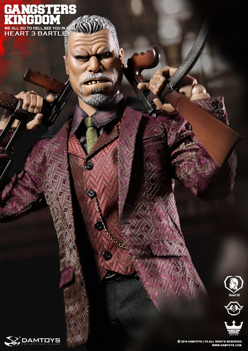 1/6 Scale Gangsters Kingdom Heart 3 Bartley GK014 Action Figure by Damtoys - Collectible Crime-Themed Model for Display & Photography