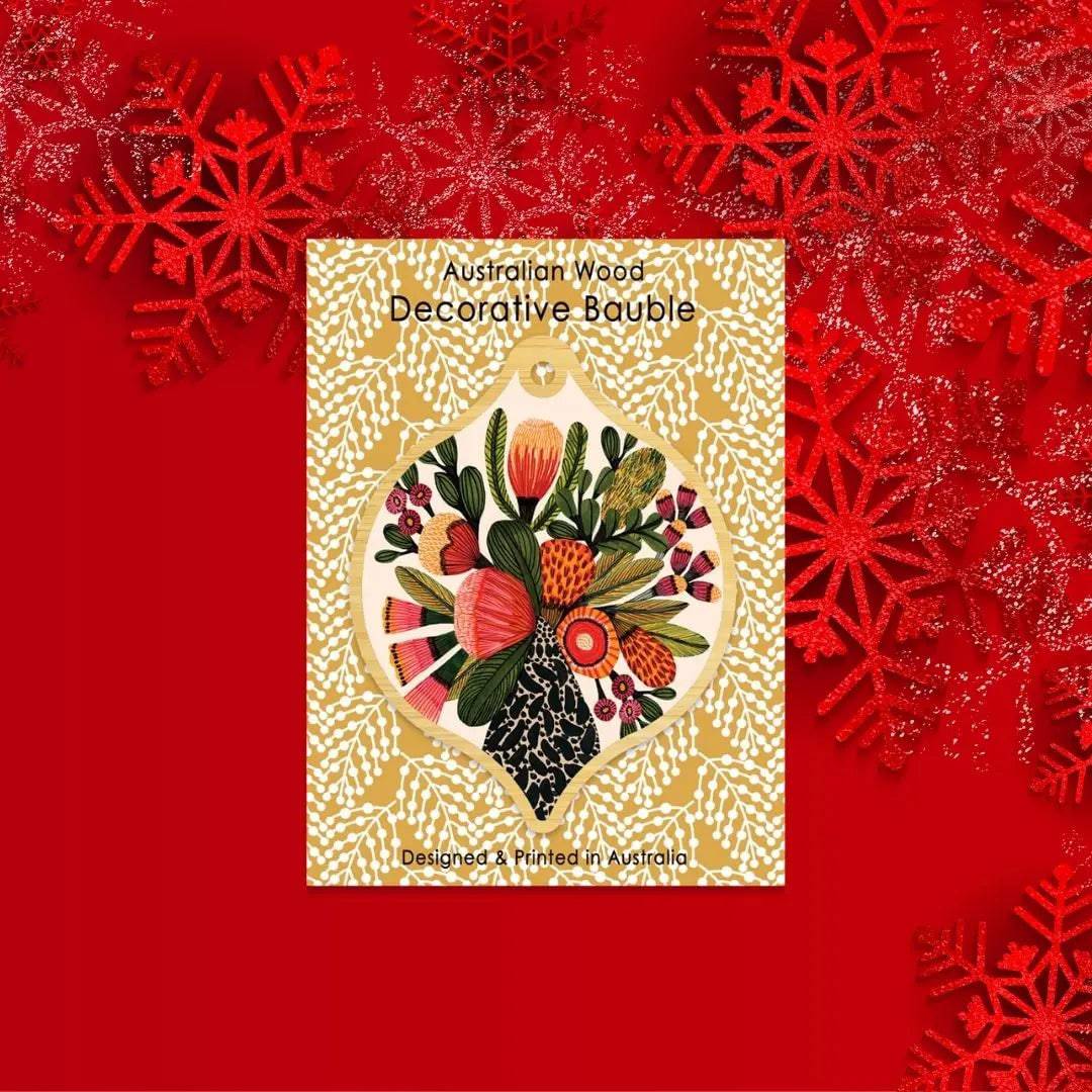 Australian Native Flowers Wooden Christmas Ornament - Handmade Holiday Decor for Tree, Gift, and Festive Home Decor