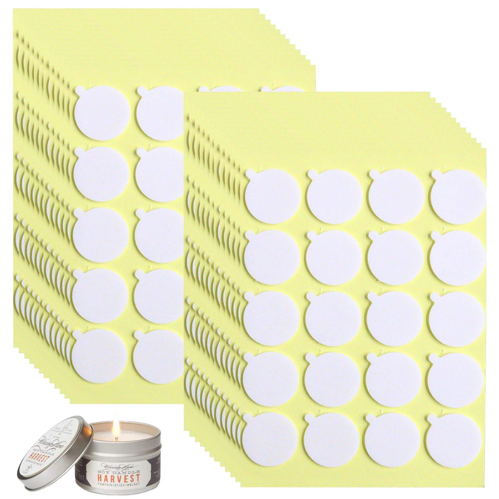 Aubeco 480PCS Candle Making Kit with Wick Stickers - Double-Sided Wax Stickers for DIY Candles, Wax Melts & Home Decor - Includes Little Tail Design for Easy Wick Placement
