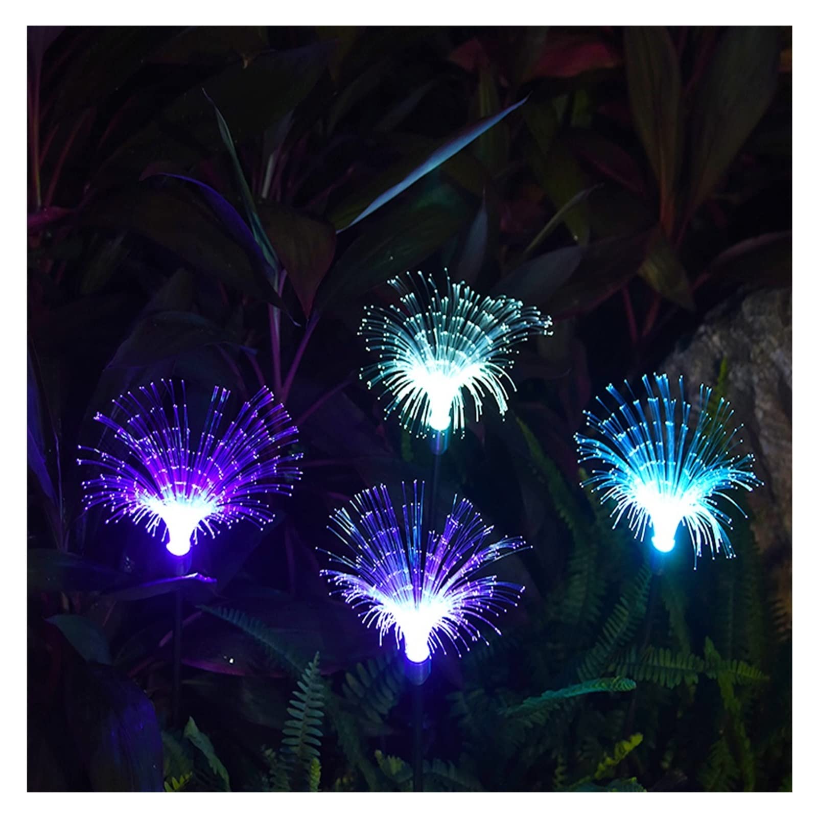 HUADA Solar Powered Outdoor Garden Lights - Waterproof Fiber Optic Fairy String Lights for Pathway, Lawn, Terrace, Wedding & Party Decoration (2 Pack, Multicolor) - Perfect for Backyard, Patio, Landscape Lighting & Evening Ambiance