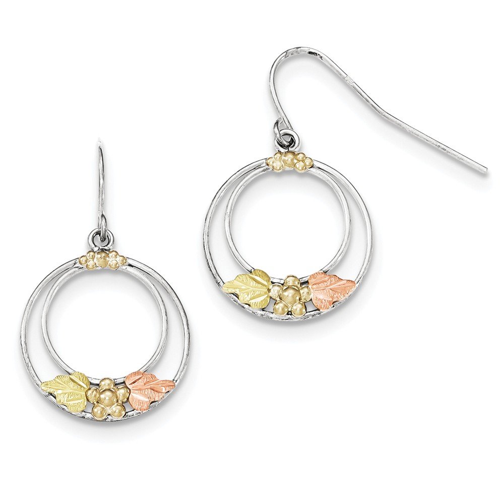 12k Gold & Sterling Silver Circle Shepherd Hook Earrings for Women – Elegant Dangle Earrings for Parties, Weddings & Everyday Wear