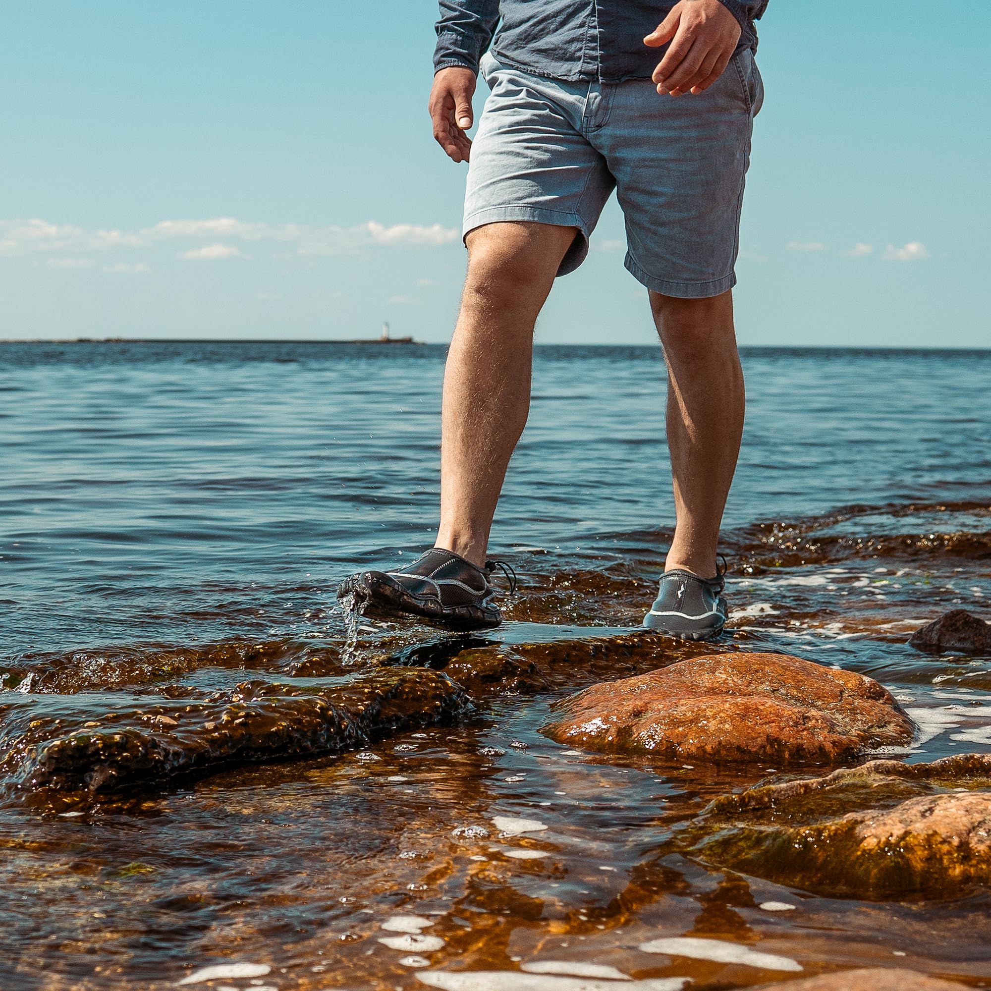 NORTY Wave Aqua Sock Water Shoes for Men - Quick-Dry Swim & Beach Shoes with Non-Slip Sole - Lightweight Water Socks for Swimming, Surfing, Kayaking & Outdoor Water Activities