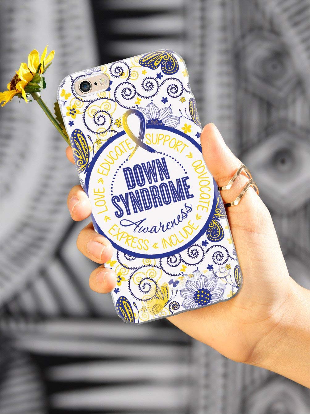 3D Textured Protective Phone Case for Samsung Galaxy S8 Plus - Butterfly Pattern Down Syndrome Awareness Cover - Durable Shockproof Slim Fit Design - Perfect for Daily Use, Work & Outdoor Activities