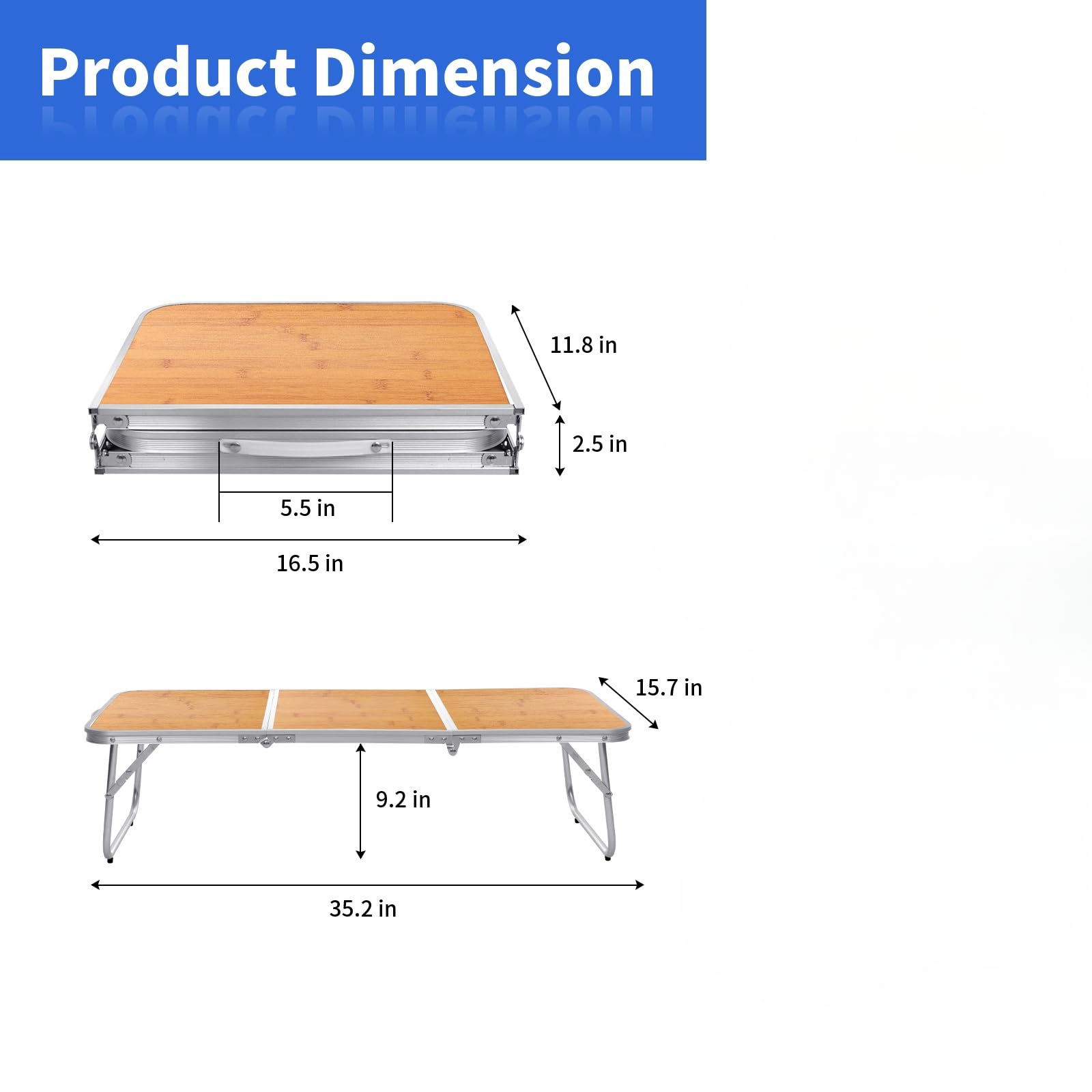Moosinily 3FT Folding Camping Table - Portable Aluminum Picnic Table for Outdoor, Beach, BBQ - Lightweight & Compact (35.2×15.7 inch) - Perfect for Camping, Tailgating, Backyard Parties & Picnics