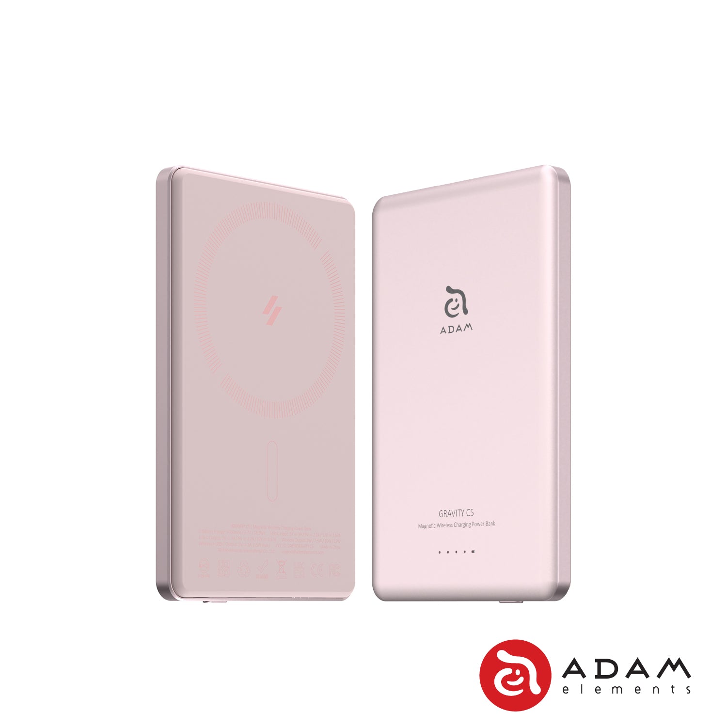 ADAM elements GRAVITY C5 Ultra Slim Magnetic Power Bank - Portable Charger for iPhone, Android, AirPods | Perfect for Travel, Outdoor Adventures & Daily Commute