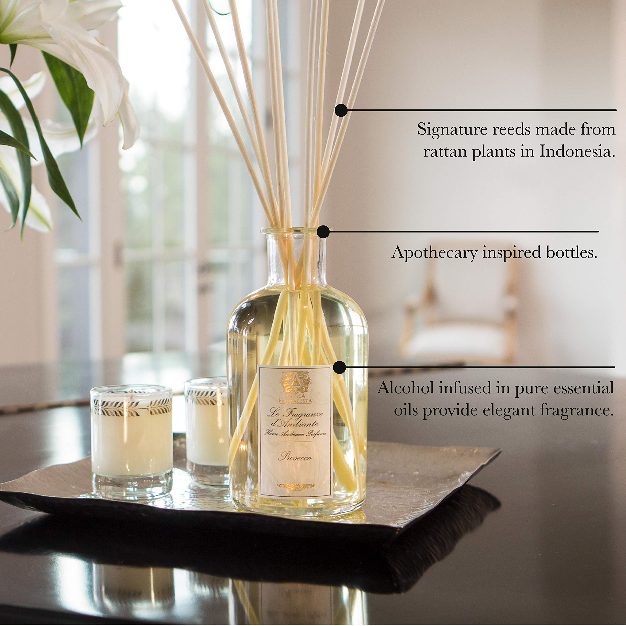Antica Farmacista Luxury Home Ambiance Diffuser - Verbena & Cedar Scented Aromatherapy Essential Oil Diffuser (8.45 Fl Oz) for Bedroom, Living Room & Office Relaxation