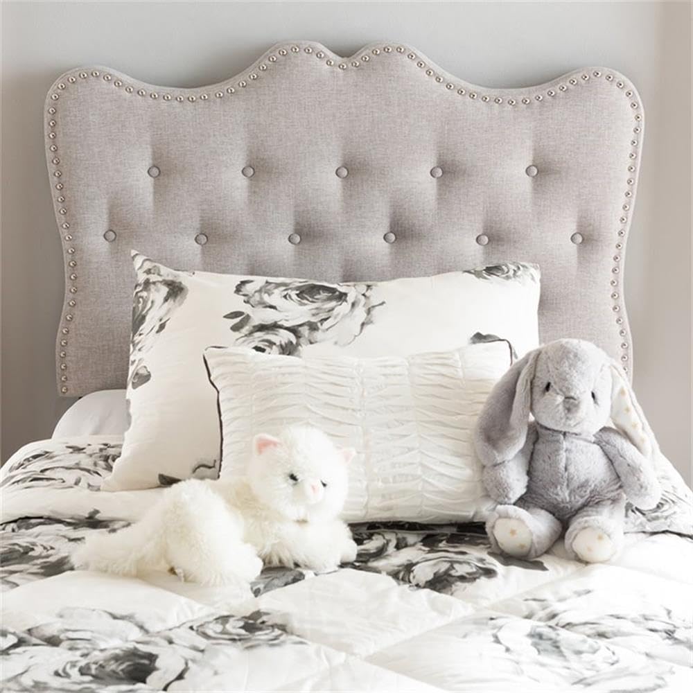 Baxton Studio Emma Tufted Twin Panel Headboard - Grayish Beige Upholstered Bed Frame Headboard for Bedroom Decor | Perfect for Modern, Contemporary & Farmhouse Style Bedrooms