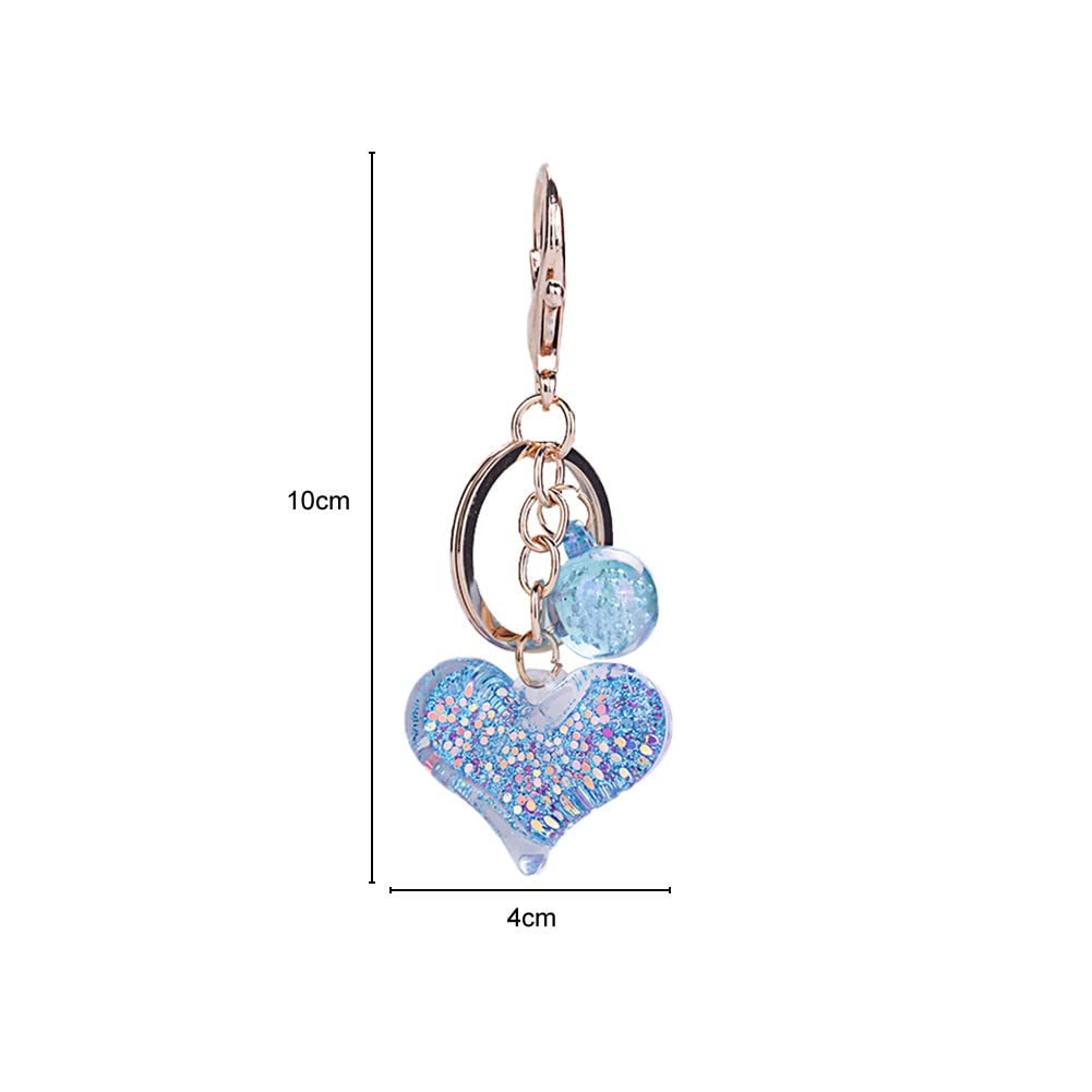 PHEZEN Cute Transparent Heart Keychain - Shining Sequin Acrylic Couple Keychain with Love Pendant - Kawaii Gift for Valentine's Day, Anniversary & Couples Accessories - Perfect for Keys, Bags & Backpacks