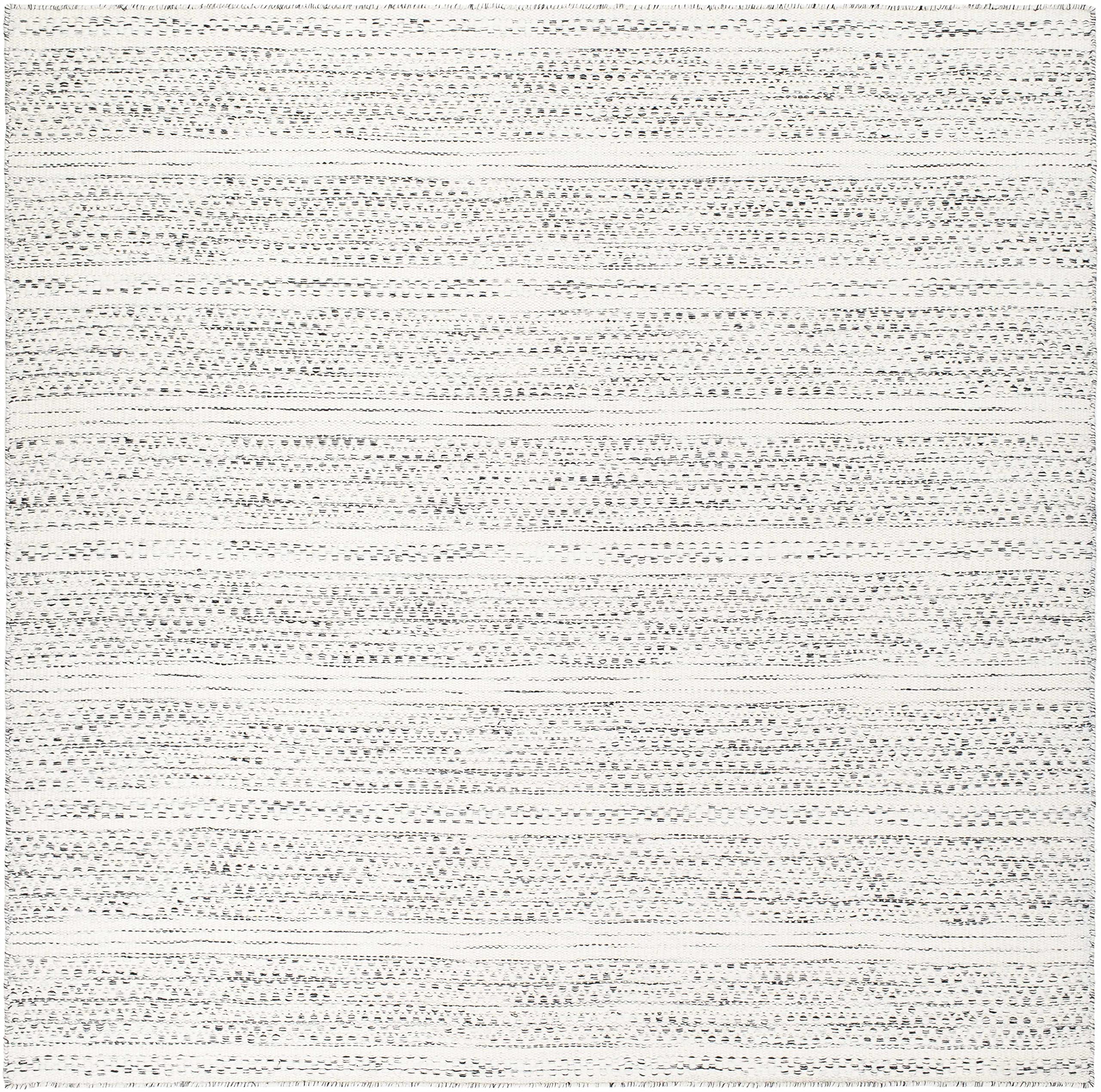 Hauteloom Williford Boho Handwoven Wool Natural Fiber Soft Area Rug - Traditional Farmhouse High Pile Braided Carpet for Living Room, Bedroom, Dining Room - Black, Cream, Beige - 8' Square - Cozy Home Decor & Boho Chic Style Accent