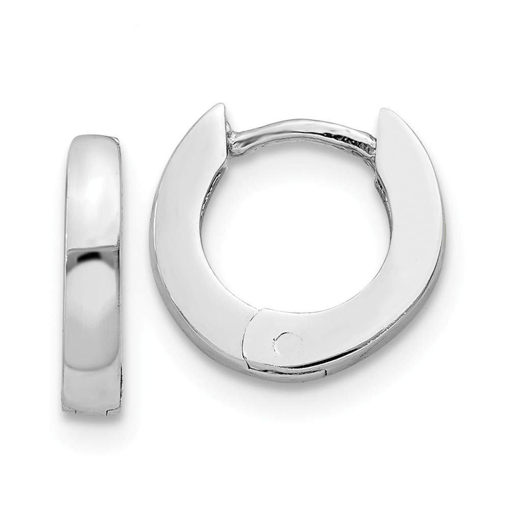 14K White Gold Polished Hinged Hoop Earrings for Women - 2mm Thin Dainty Everyday Hoops - Perfect for Work, Date Night & Special Occasions