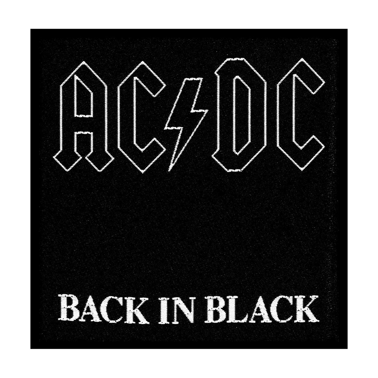 AC/DC Sew On Patch - Back In Black Album Logo Iron-On Embroidered Badge for Jackets, Vests & Backpacks | Rock Band Merchandise for Fans & Collectors